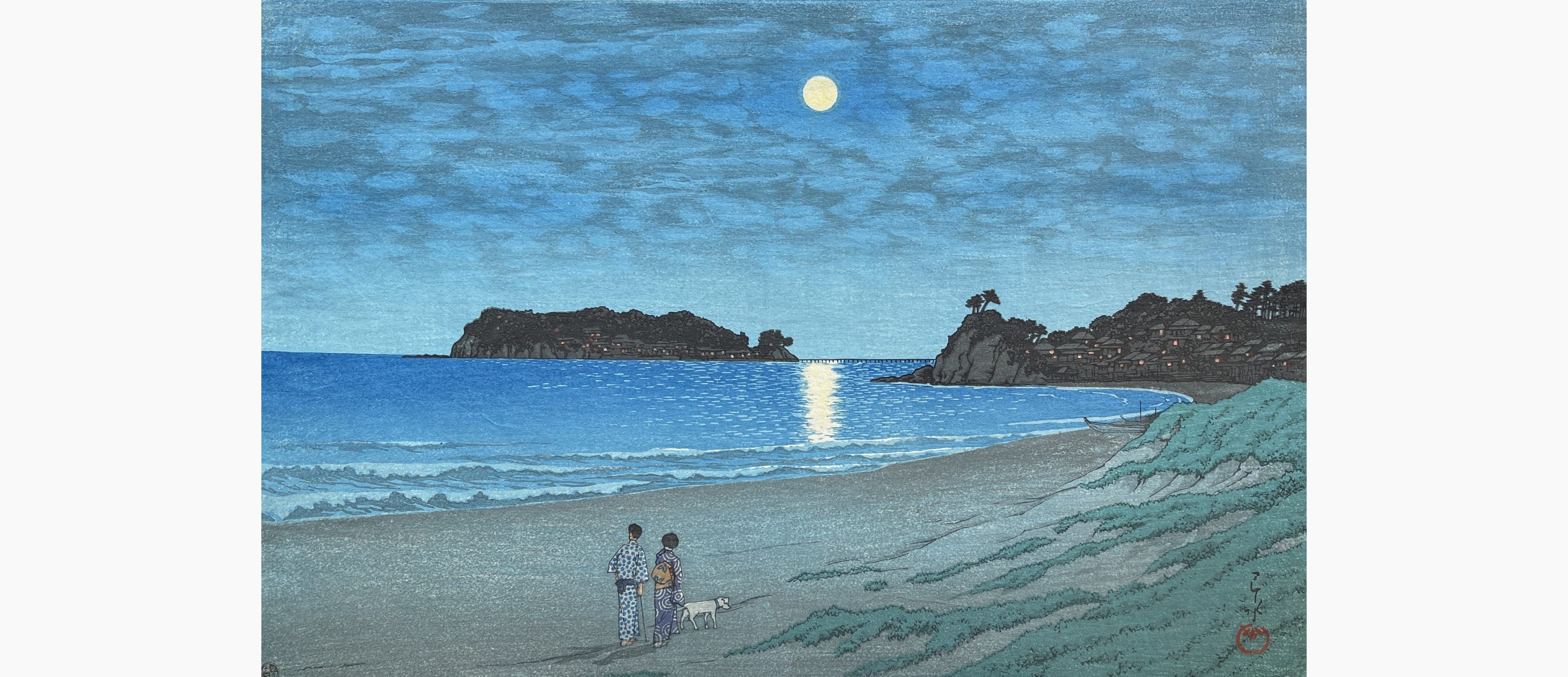 Original woodblock print - Kawase Hasui - Shichiri Beach