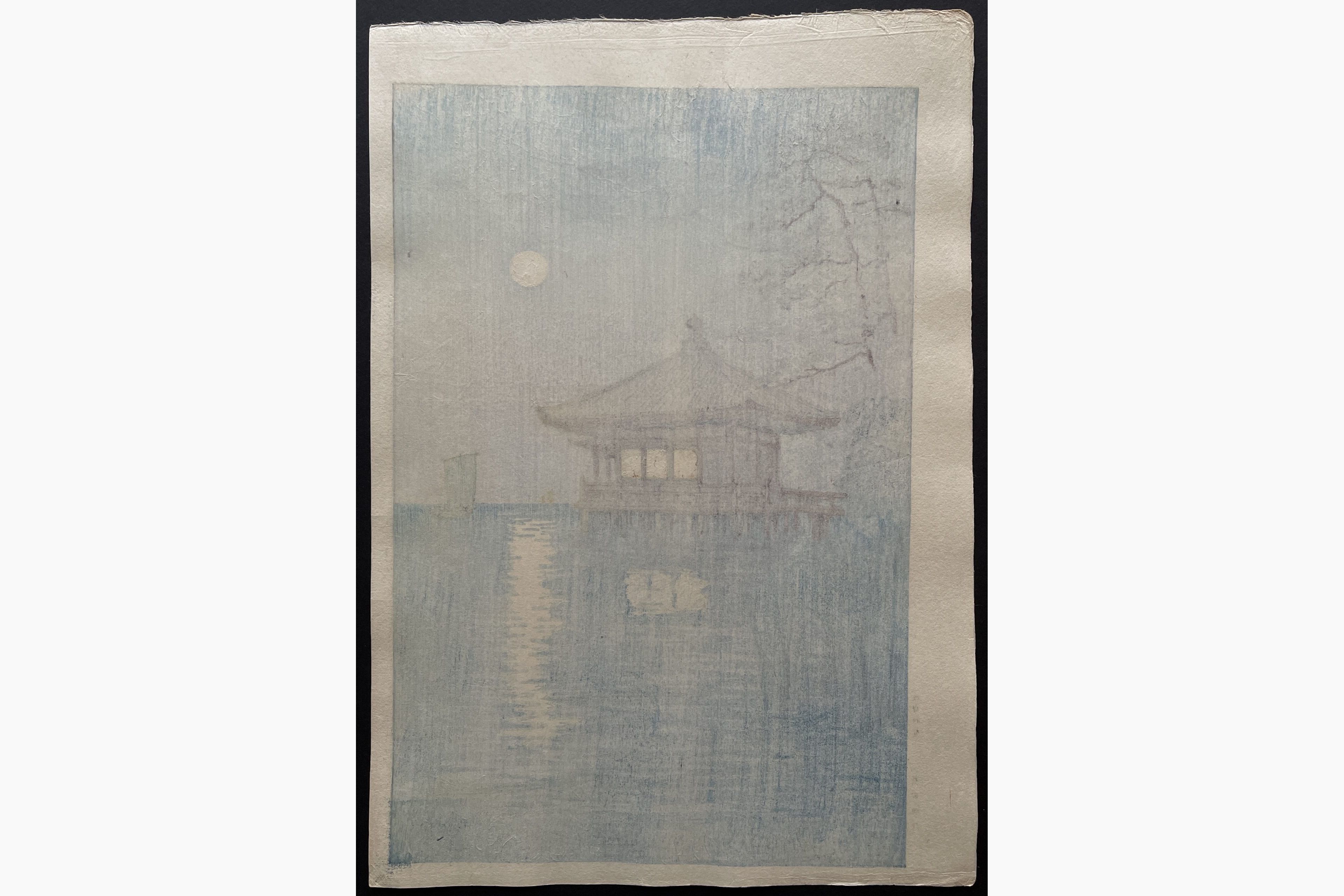 Japanese print - Ito Yuhan - Ukimido at Lake Biwa