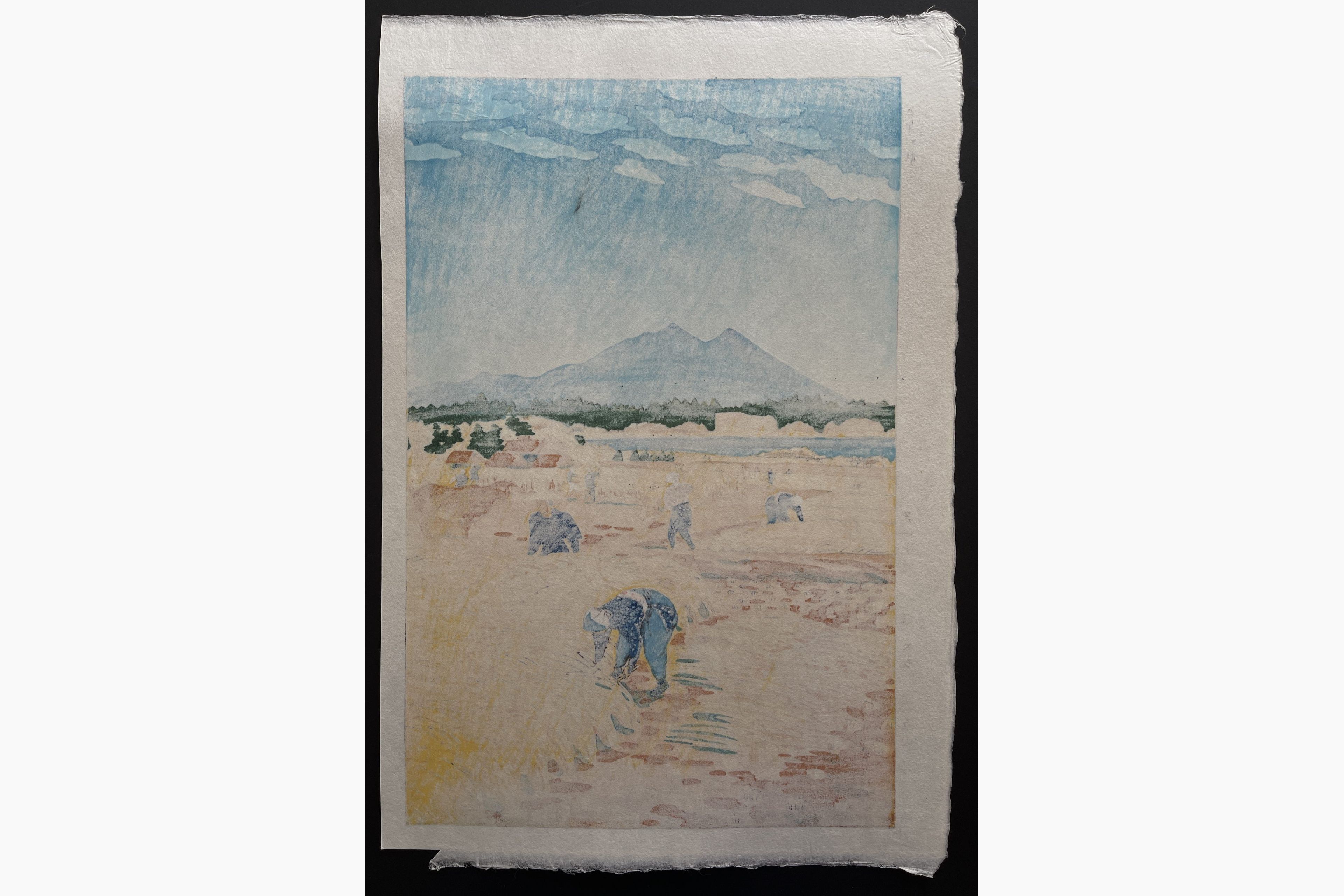 Japanese print - Kasamatsu Shiro - Rice harvesting