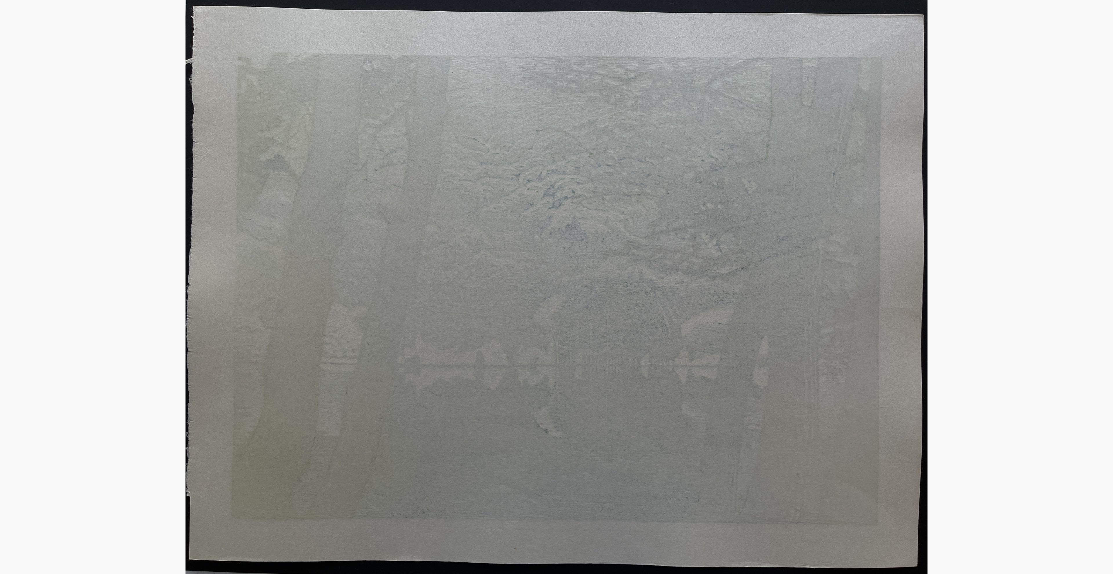 Japanese print - Koichi Maeda - Early Morning at Lake Hokuryu