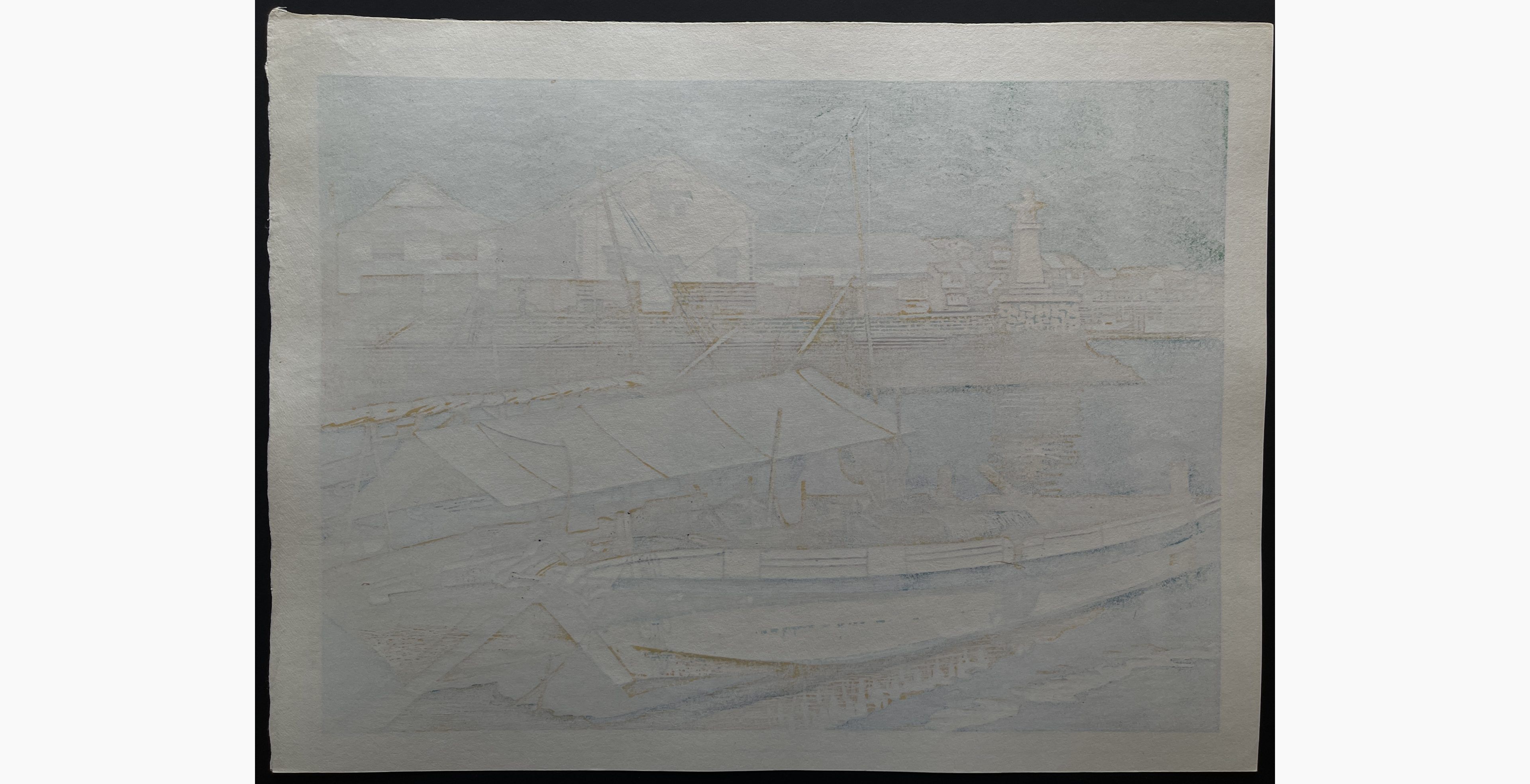 Japanese print - Koichi Maeda - Harbor with a Night Lantern