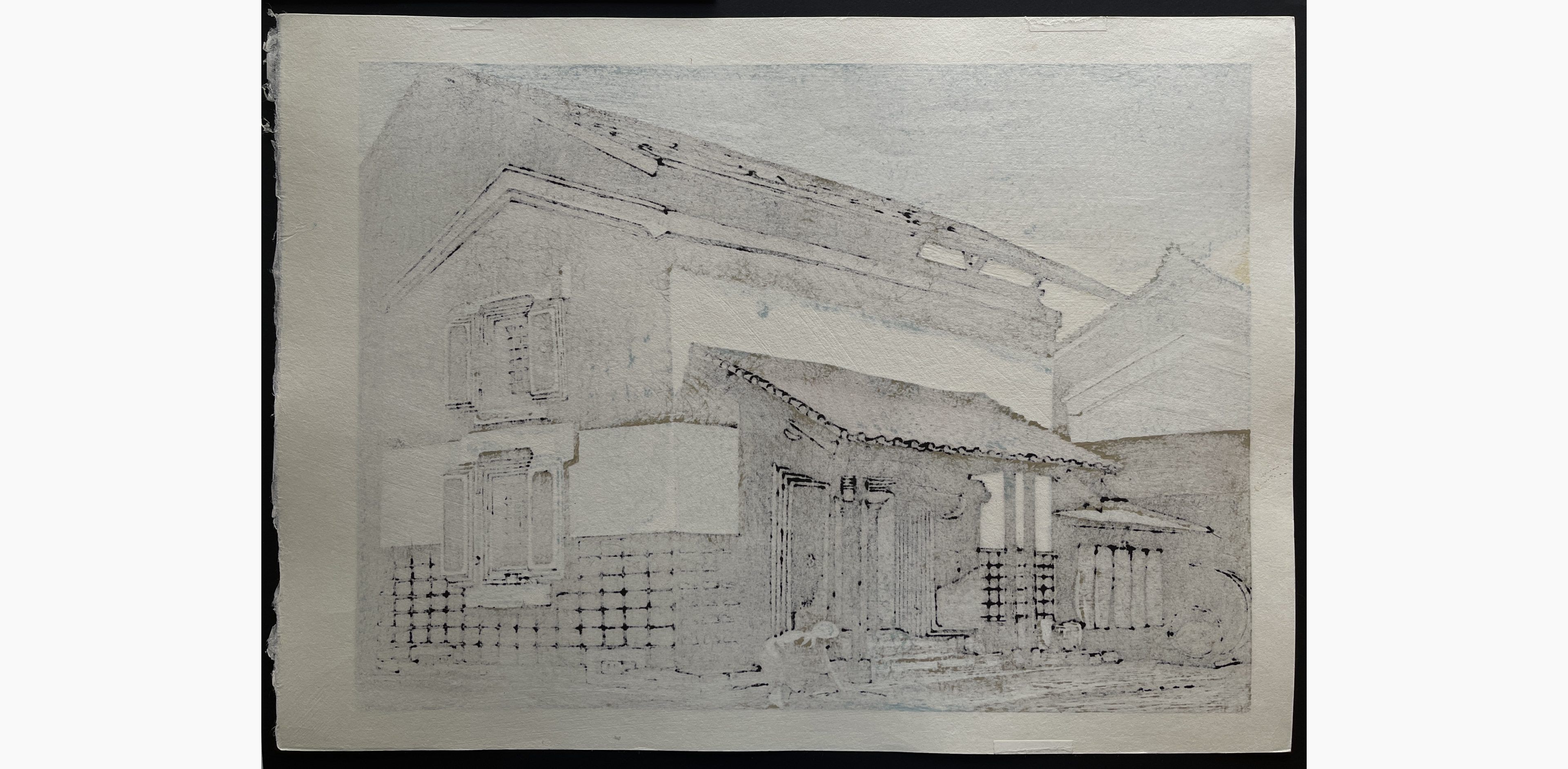 Japanese print - Koichi Maeda - Sake Brewery Scenery