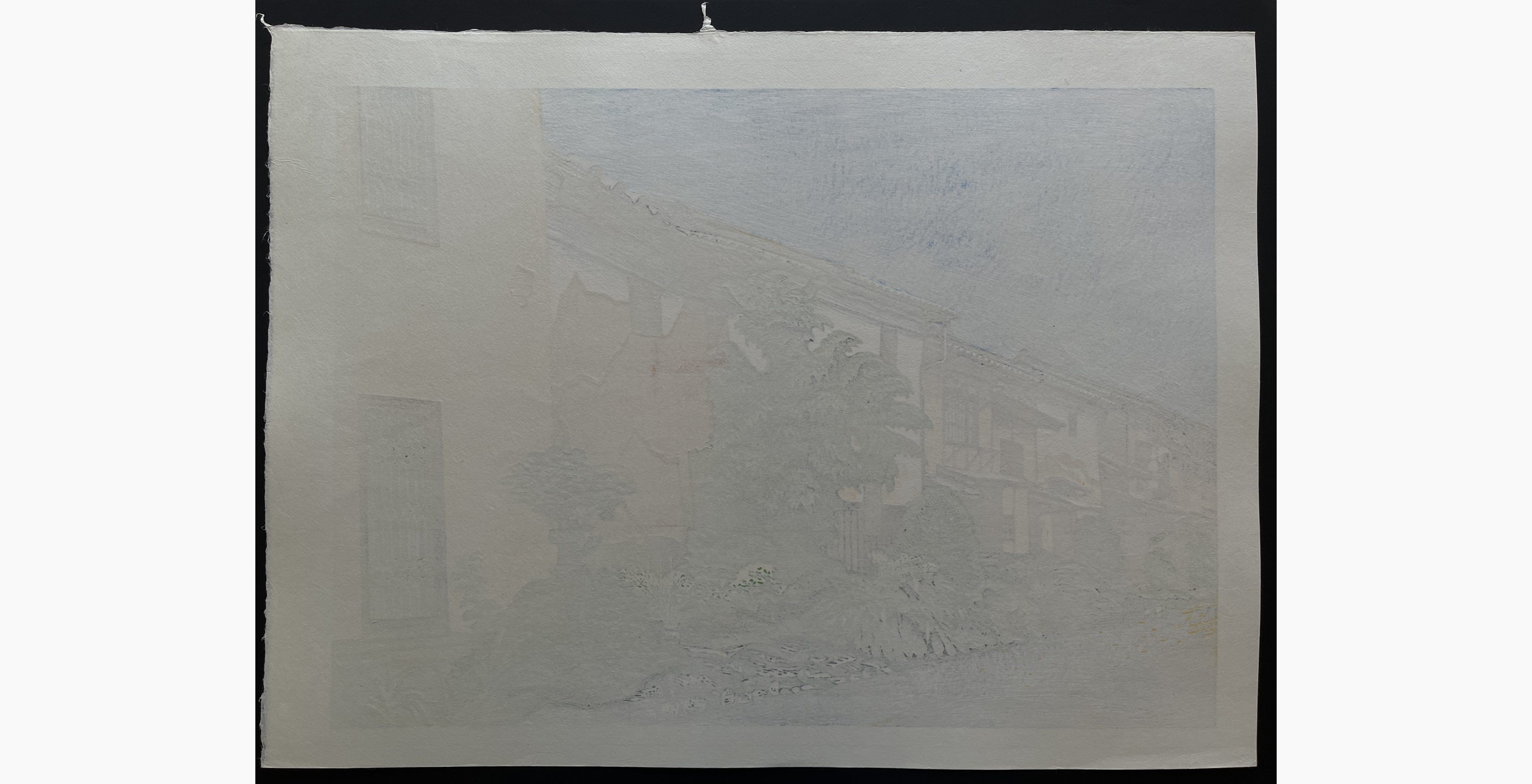 Japanese print - Koichi Maeda - Street with Yellow Wall.