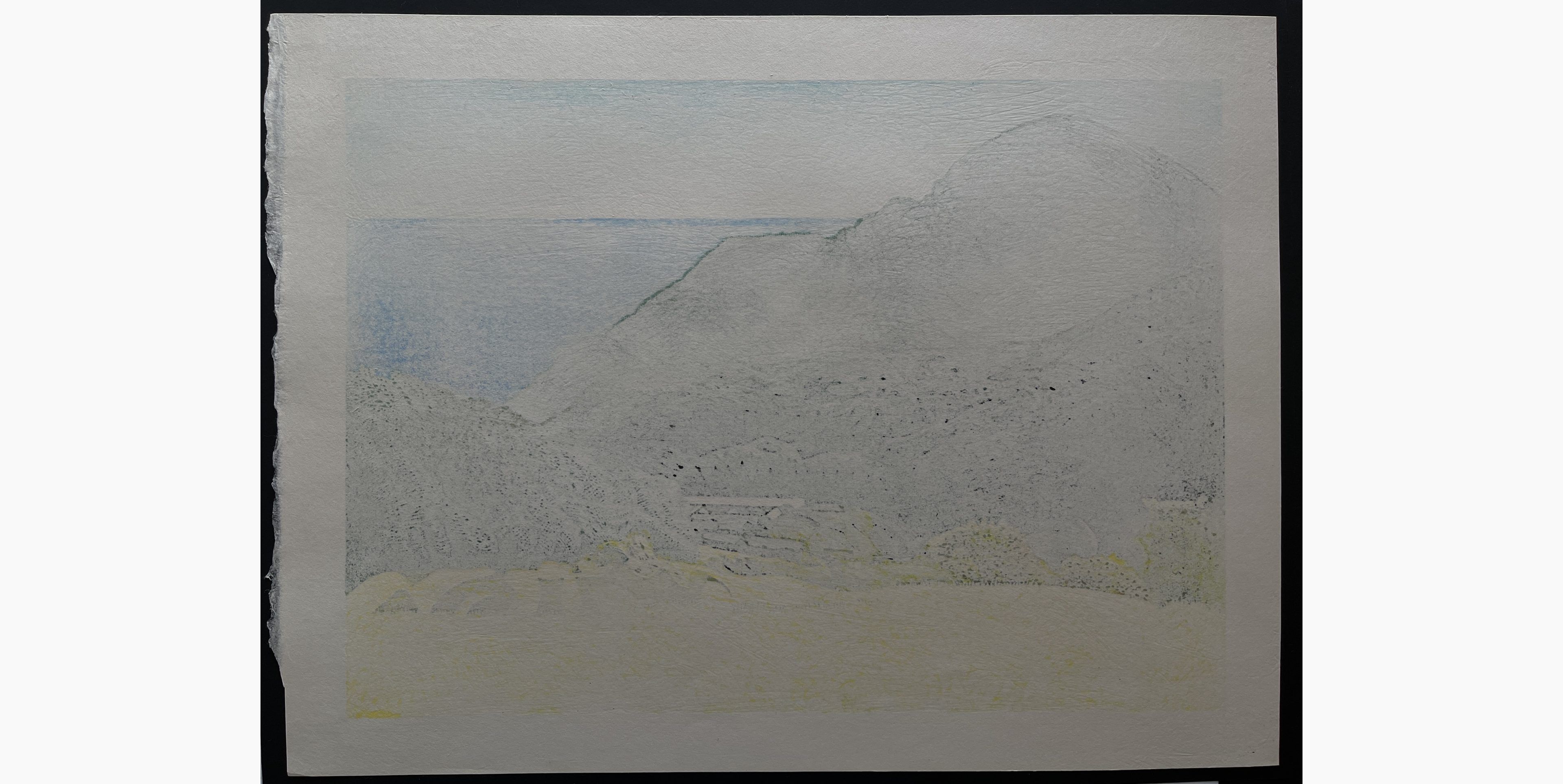 Japanese print - Koichi Maeda - Terraced rice fields overlooking the sea (Shizuoka, Ishibu)