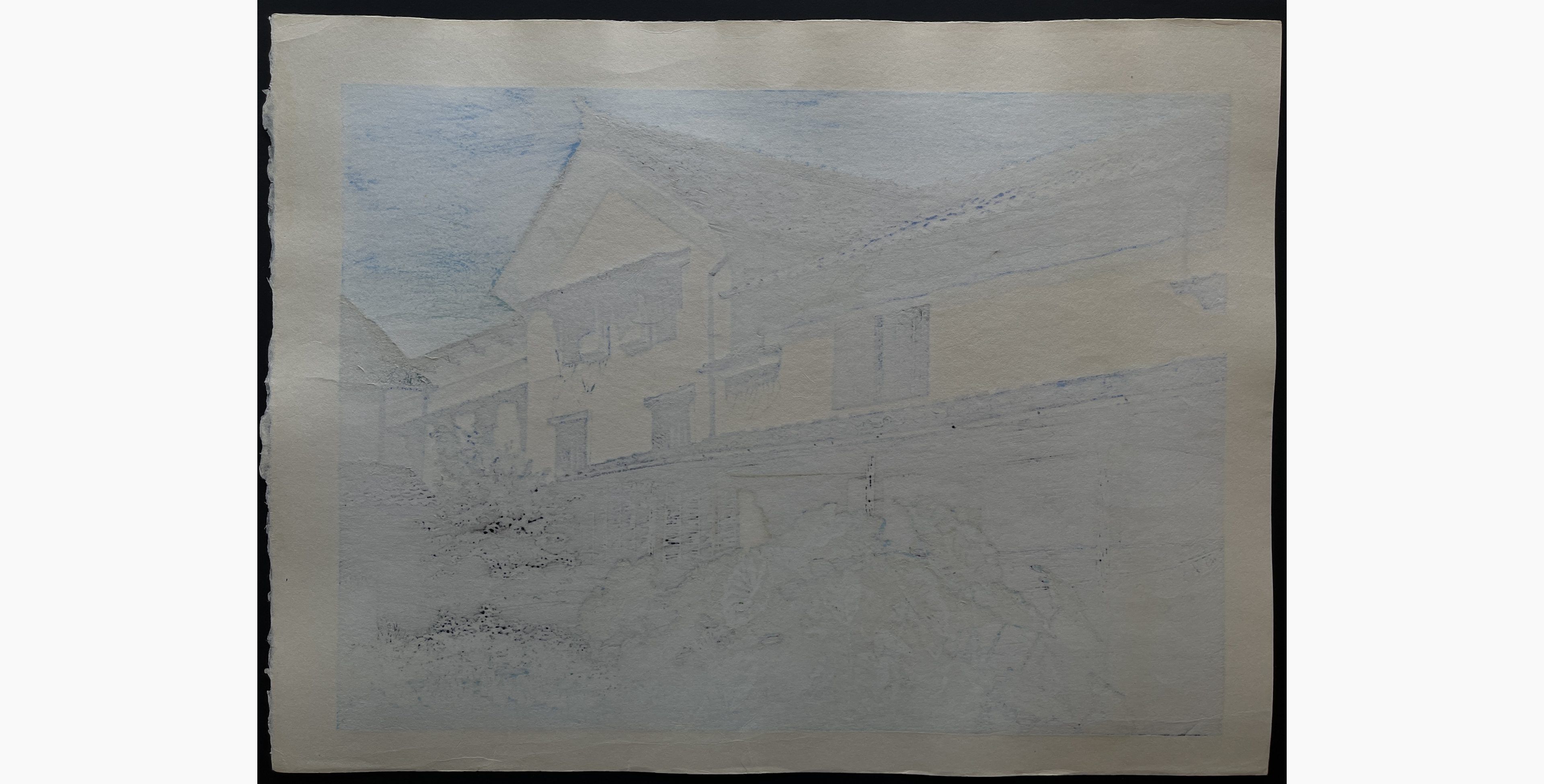 Japanese print - Koichi Maeda - Warehouse and Potato Field.