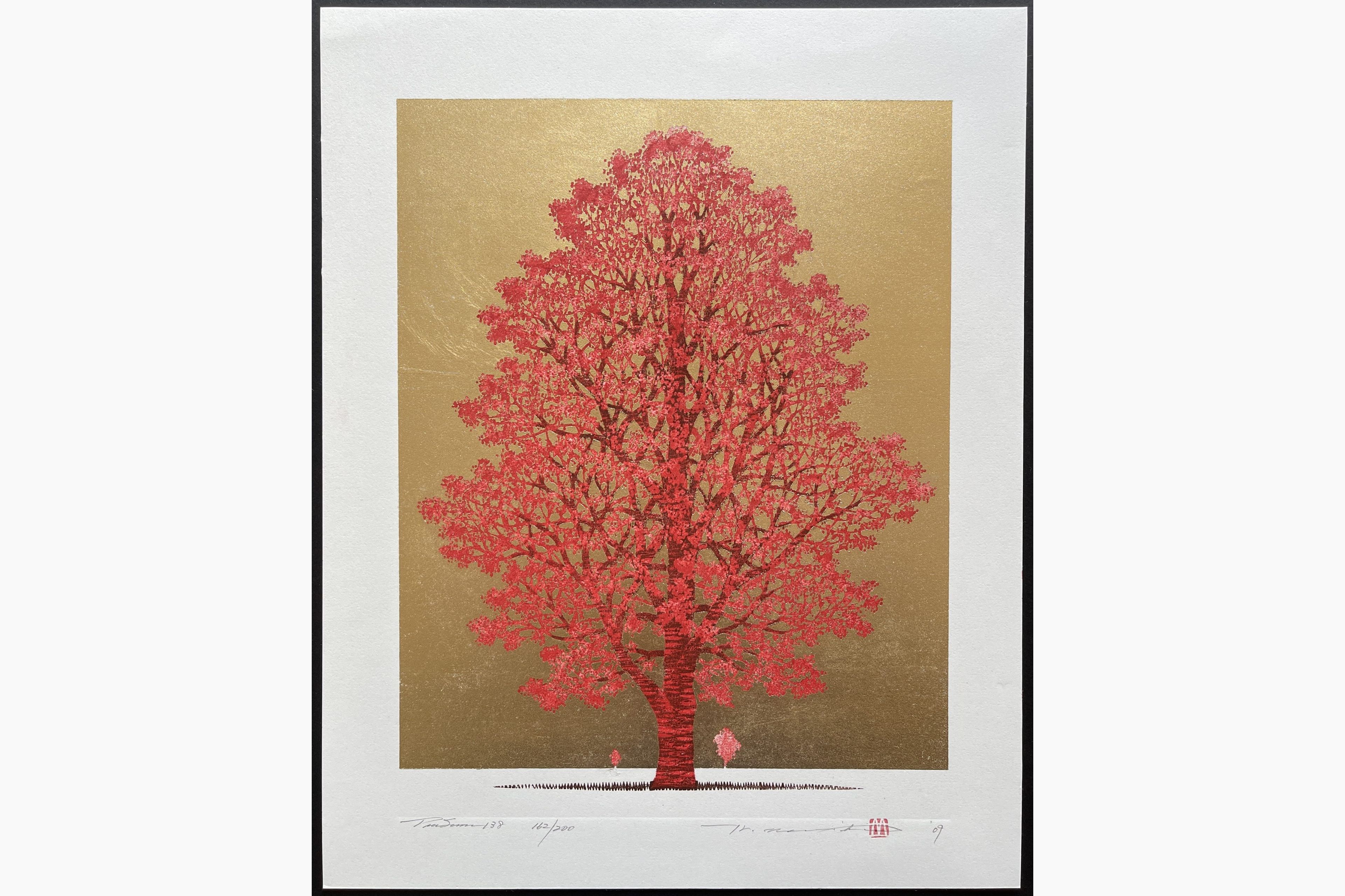 Japanese woodblock print - Hajime Namiki - Tree scene 138