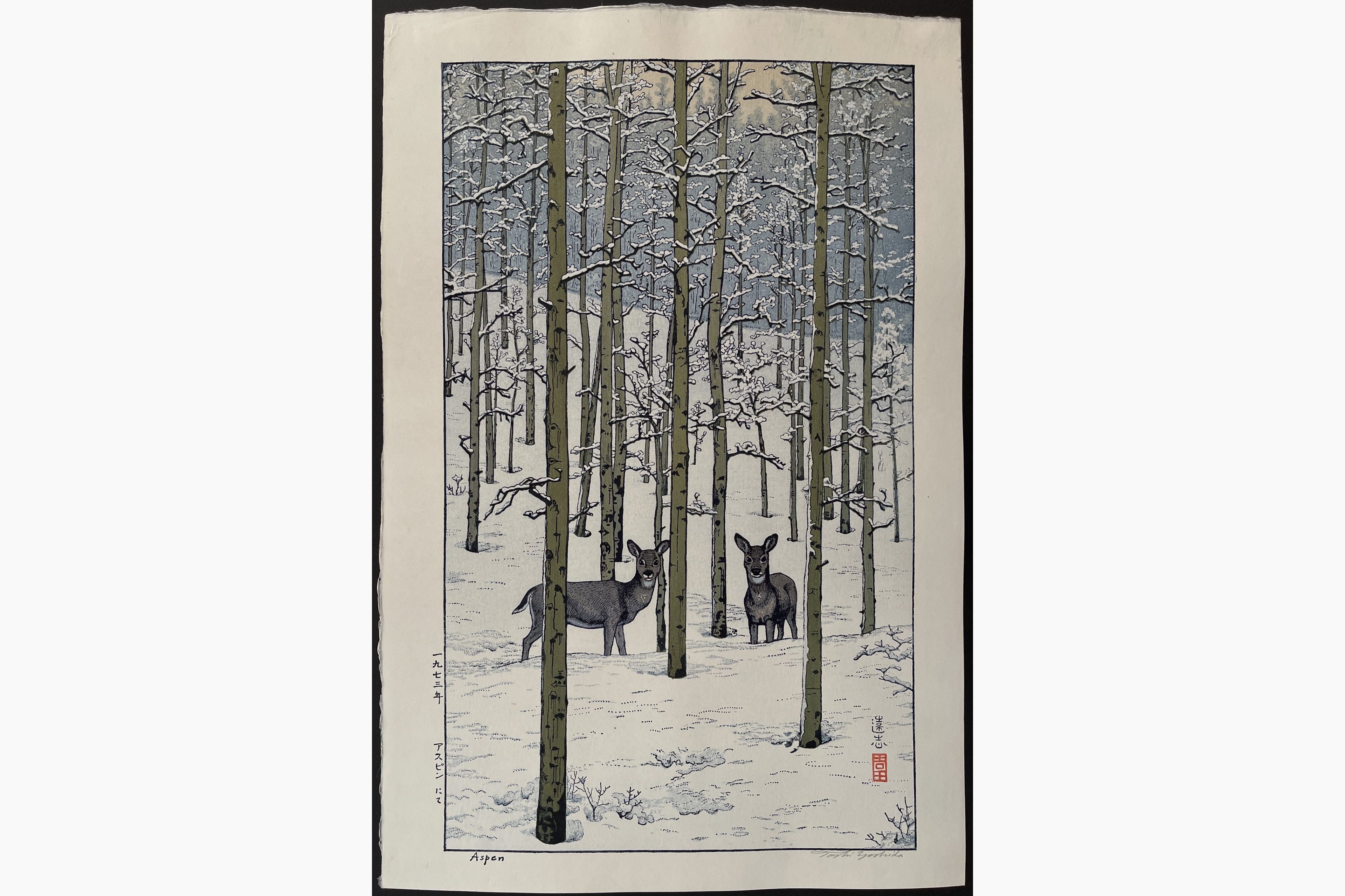 Japanese woodblock print - Toshi Yoshida - Aspen