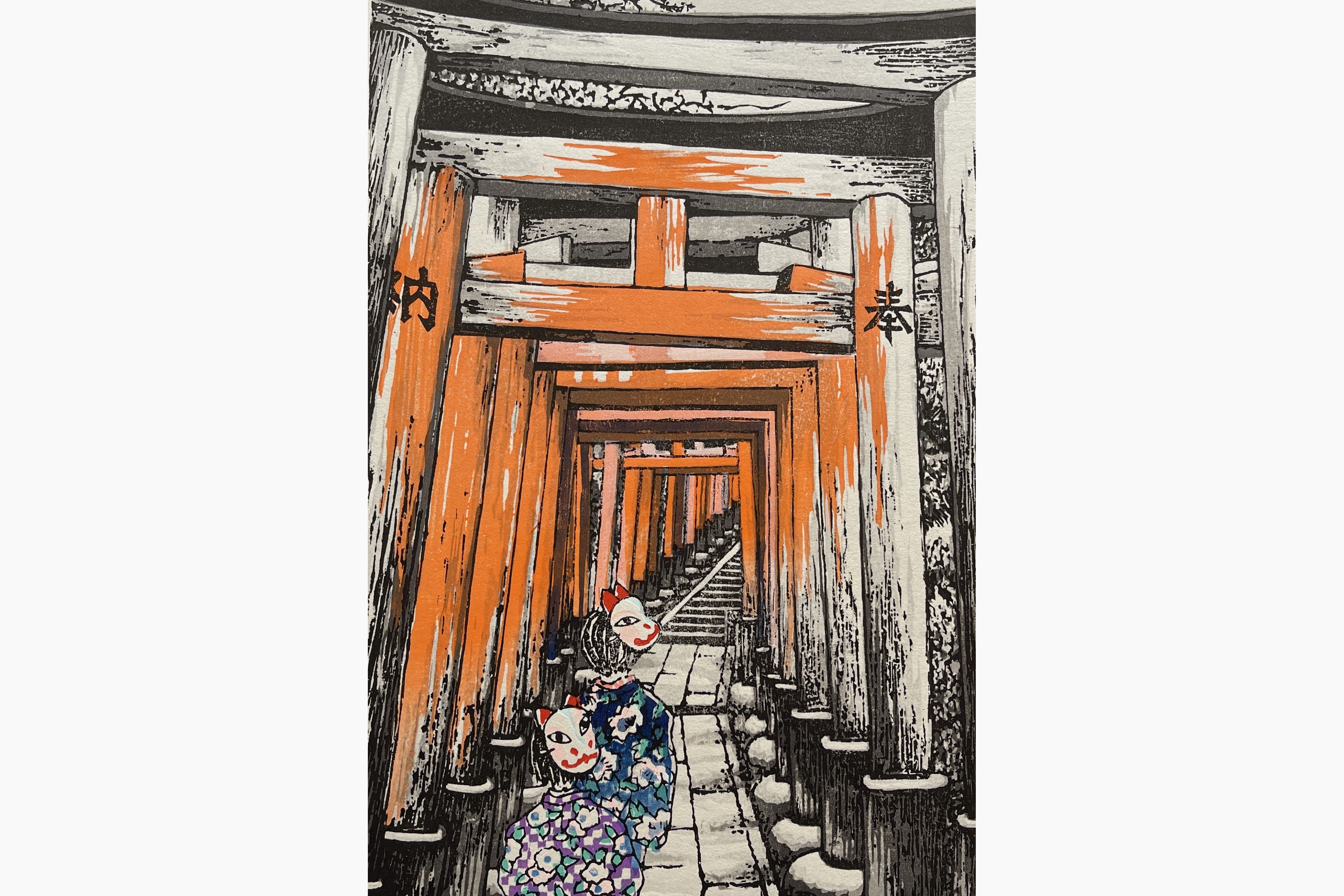 Original woodblock print - Fu Takenaka - Oinarisan