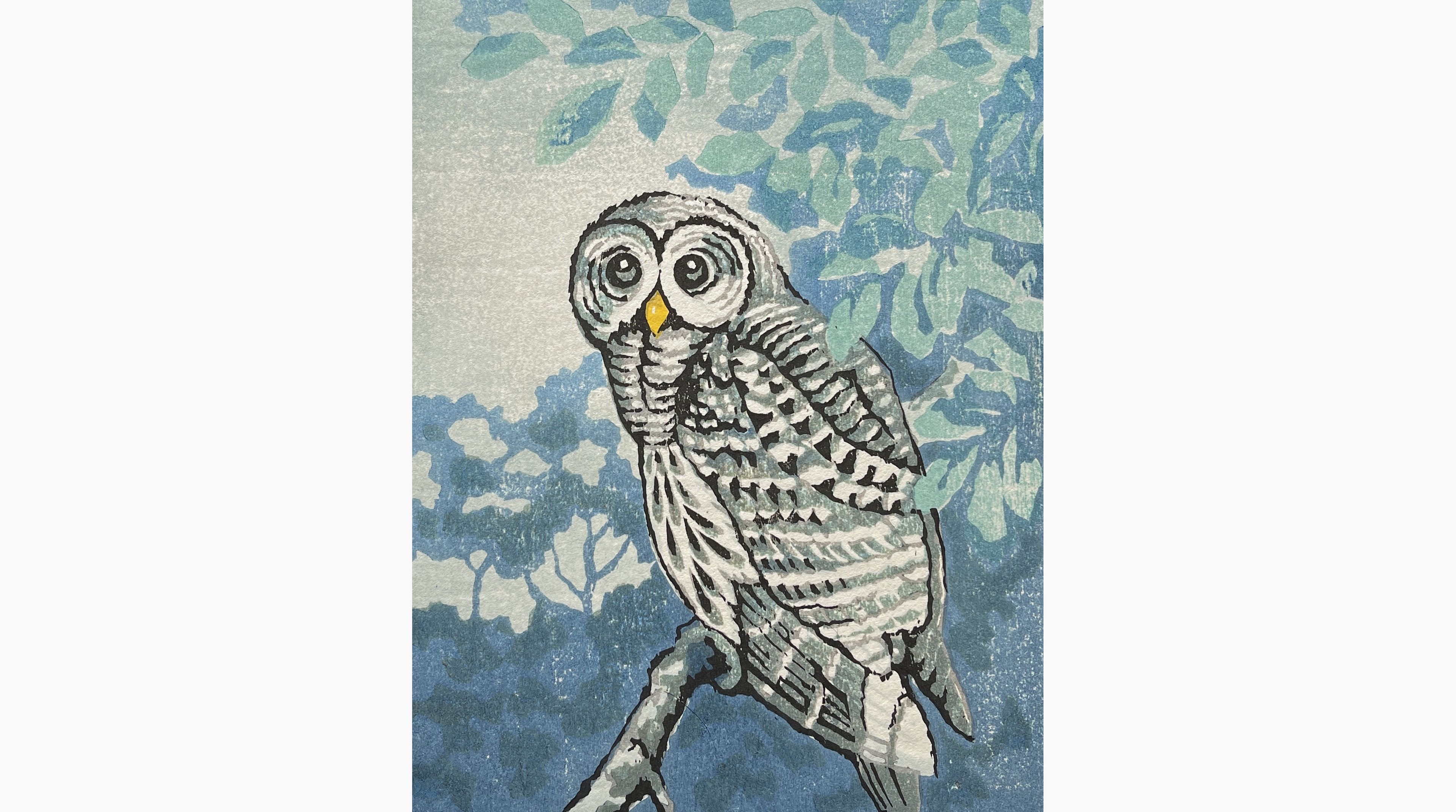 Original woodblock print - Fu Takenaka - Staring Happily