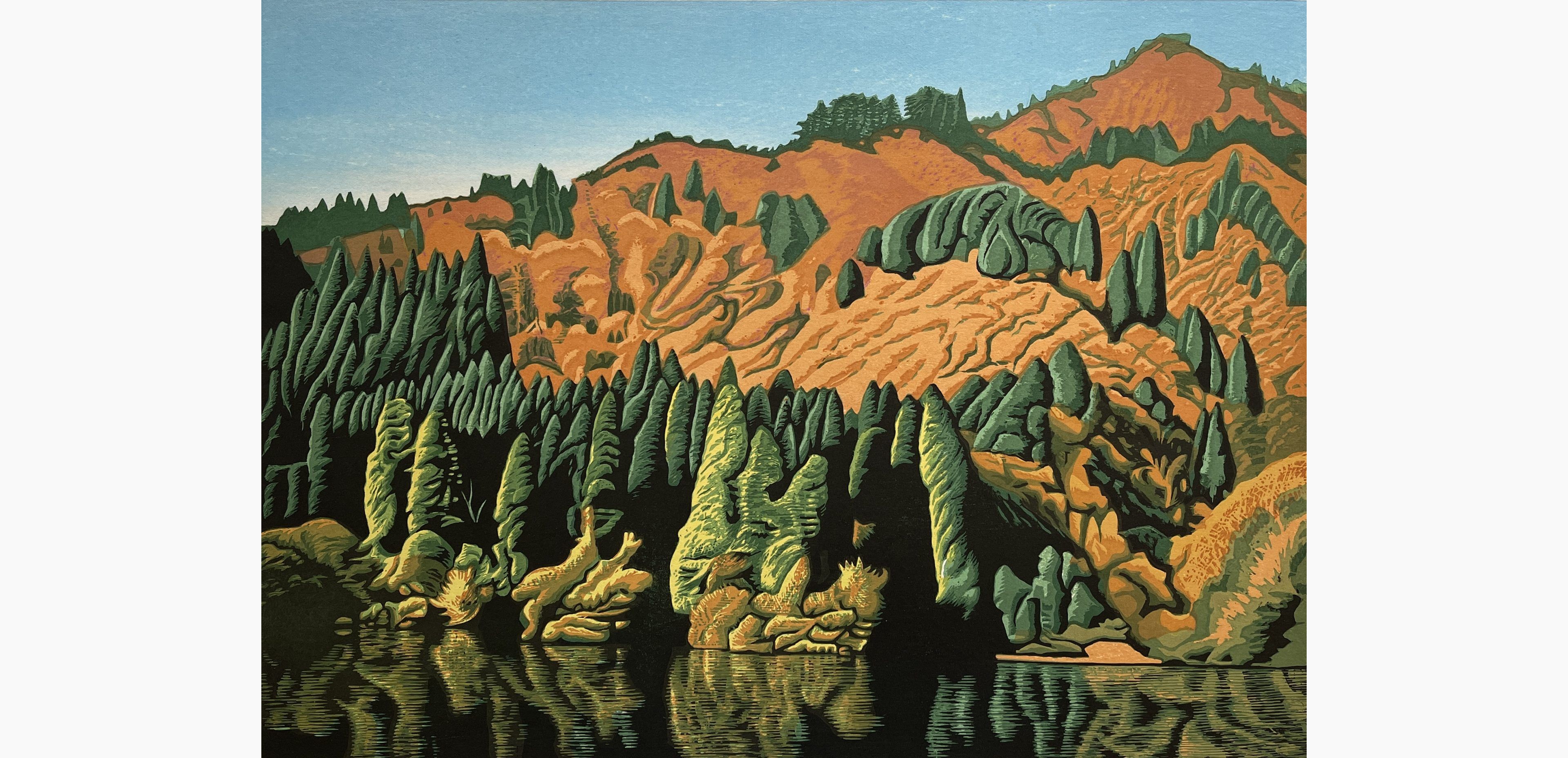 Original woodblock print - Koichi Maeda - Autumn Scenery in Oku-Aizu