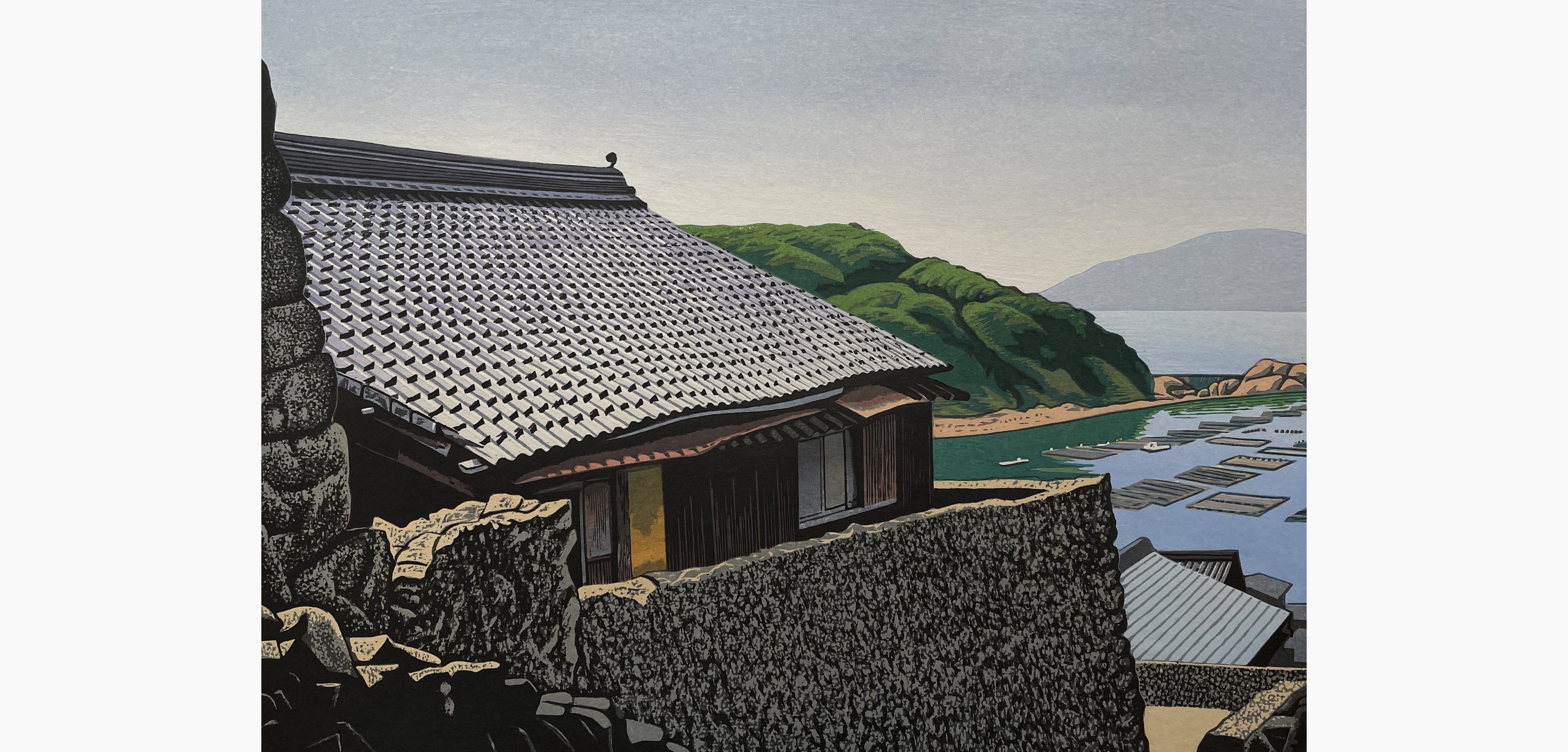 Original woodblock print - Koichi Maeda - House of the Sea Breeze (Ehime, Sotodomari)