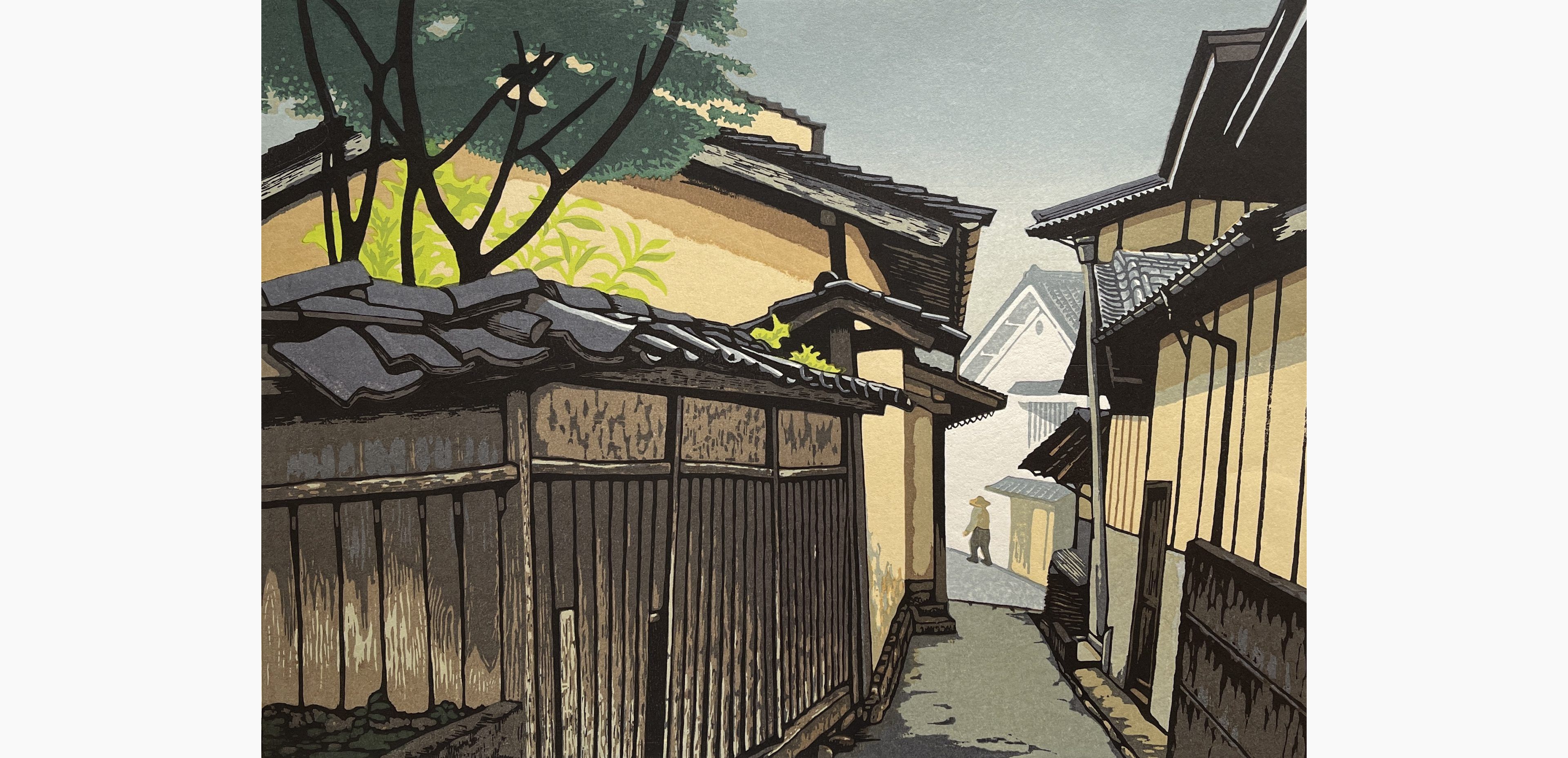 Original woodblock print - Koichi Maeda - Waterway in the Shade