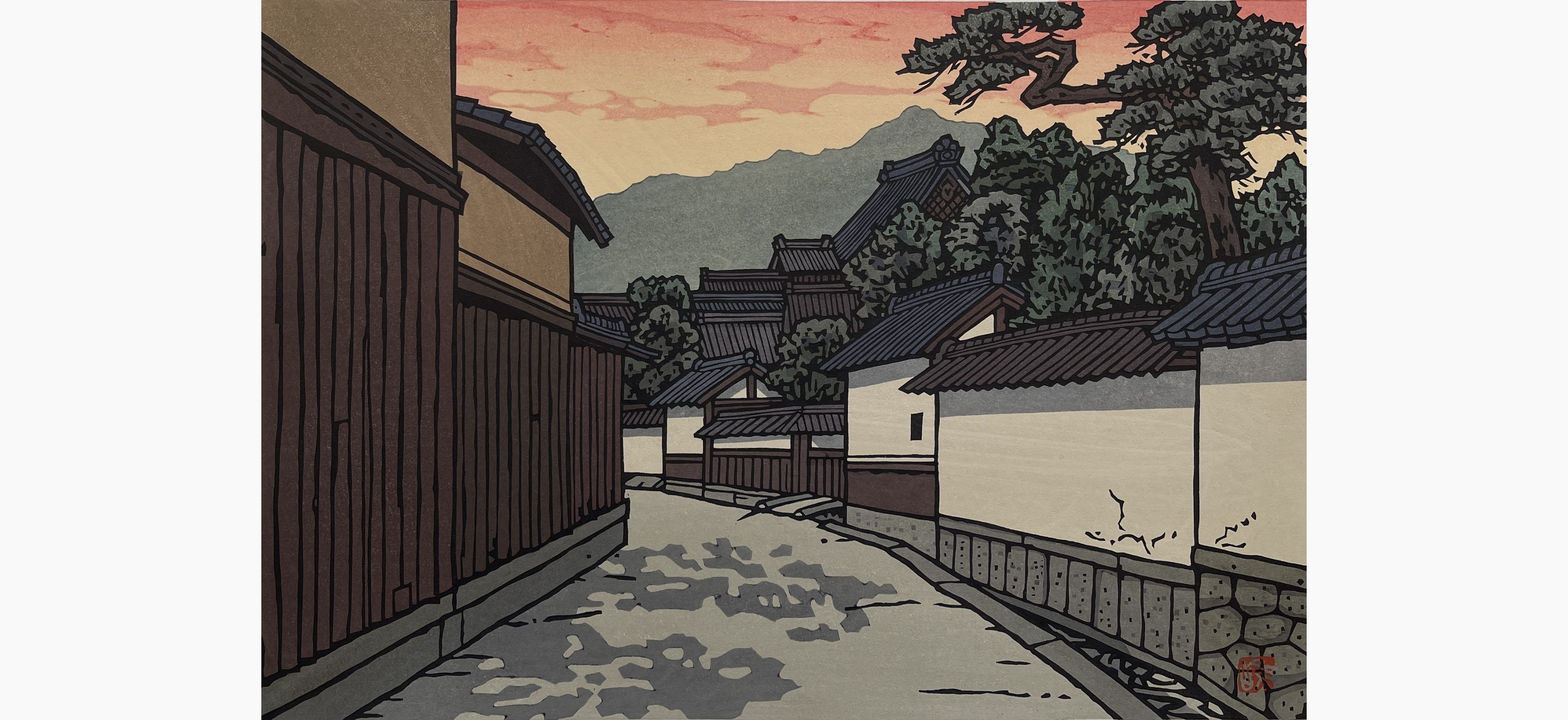 Original woodblock print - Nishijima Katsuyuki - Evening in Gokashou