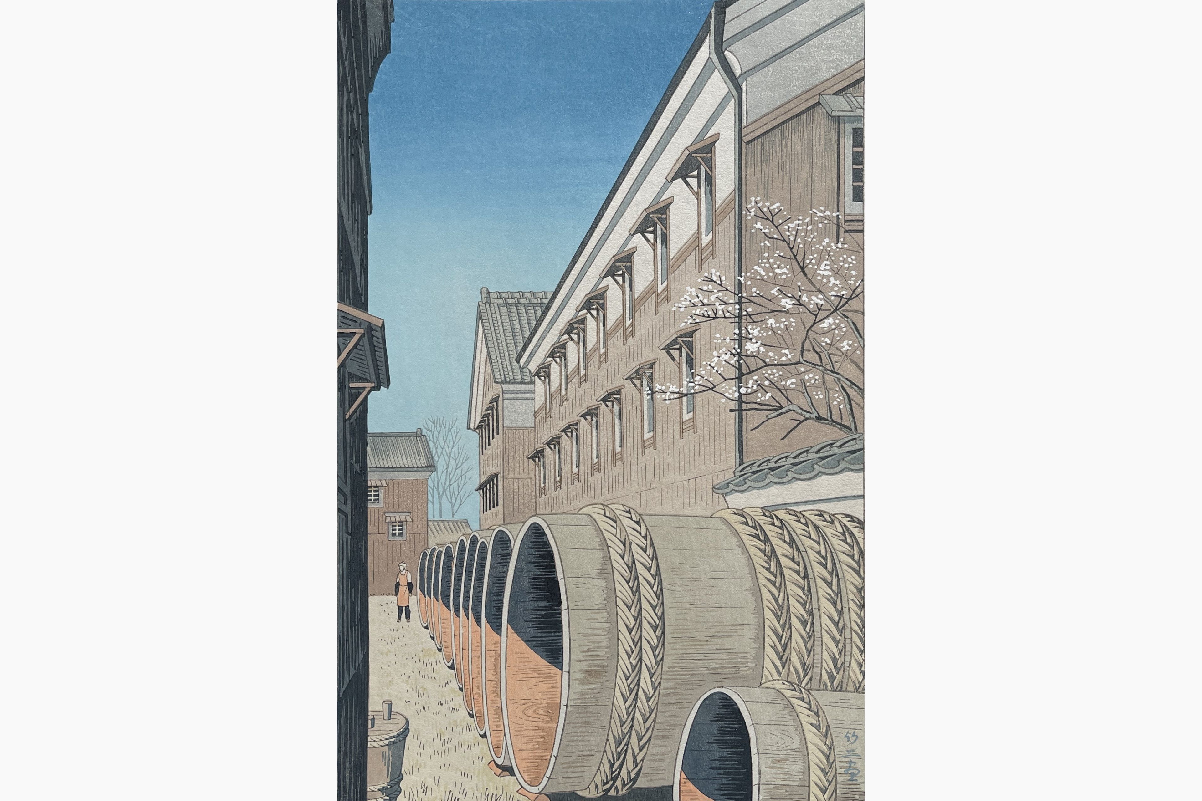 Original woodblock print - Takeji Asano - Early Spring in Fushimi Kyoto