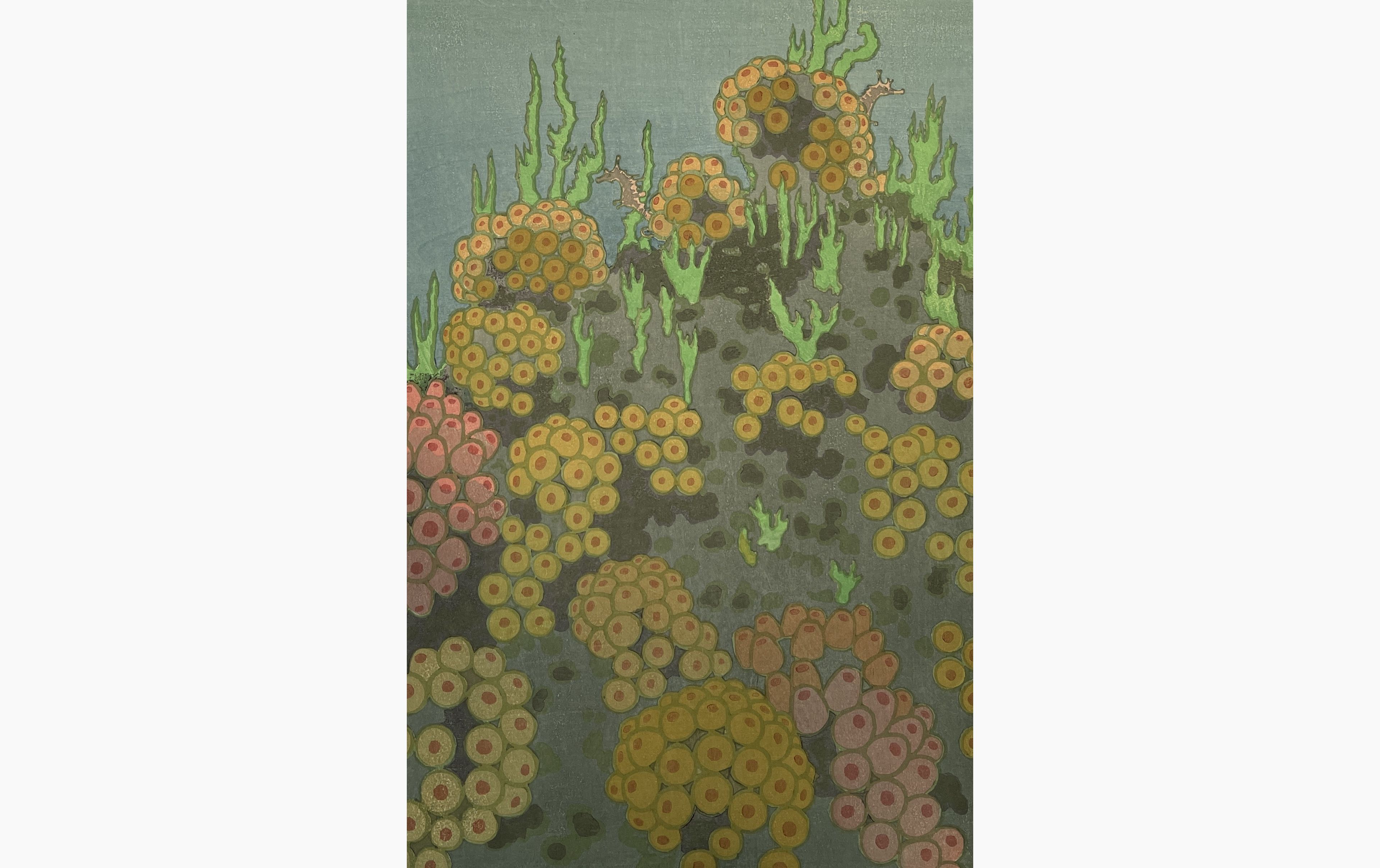 Original woodblock print - Toshi Yoshida - Sea Horses