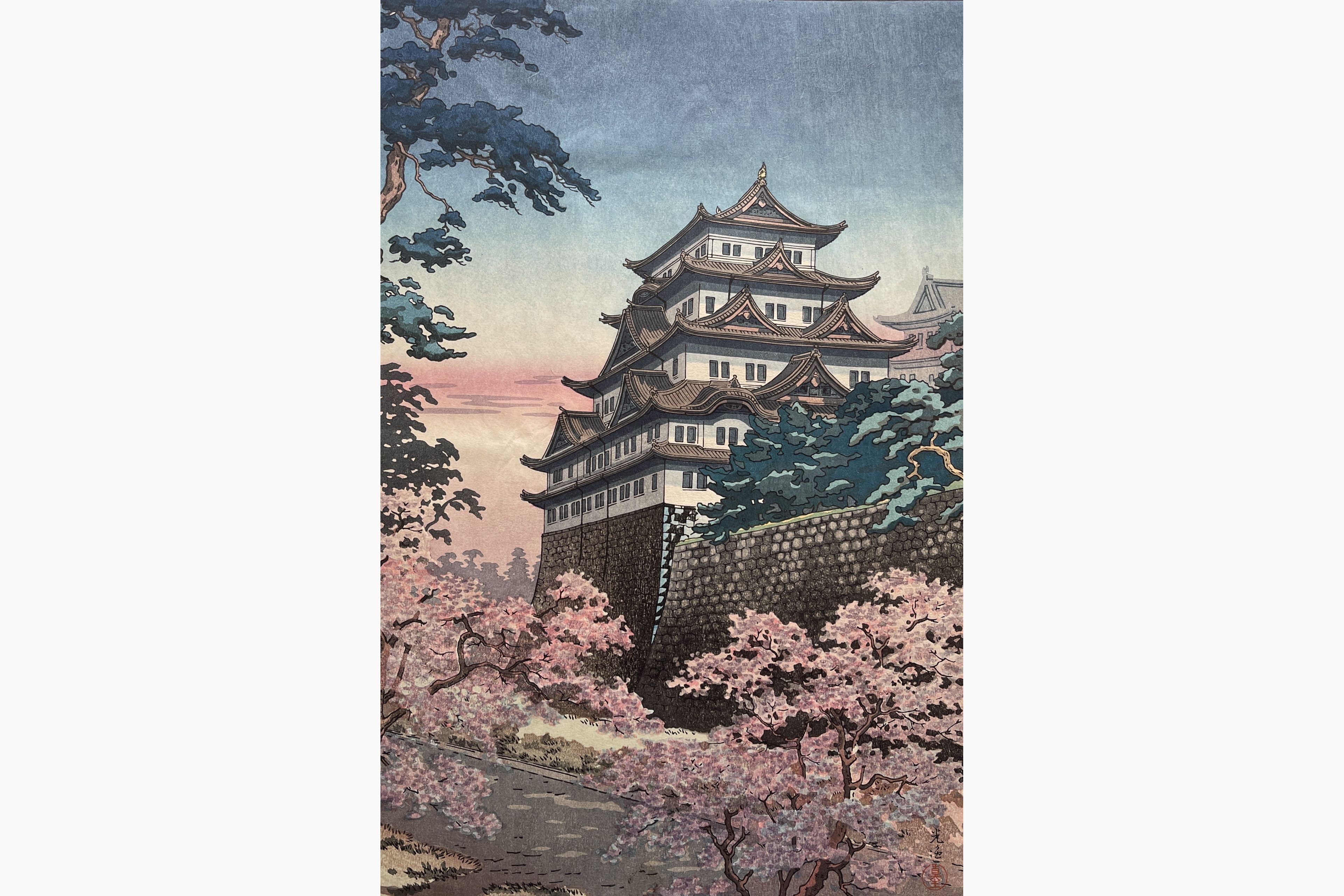 Original woodblock print - Tsuchiya Koitsu - Castle in Nagoya
