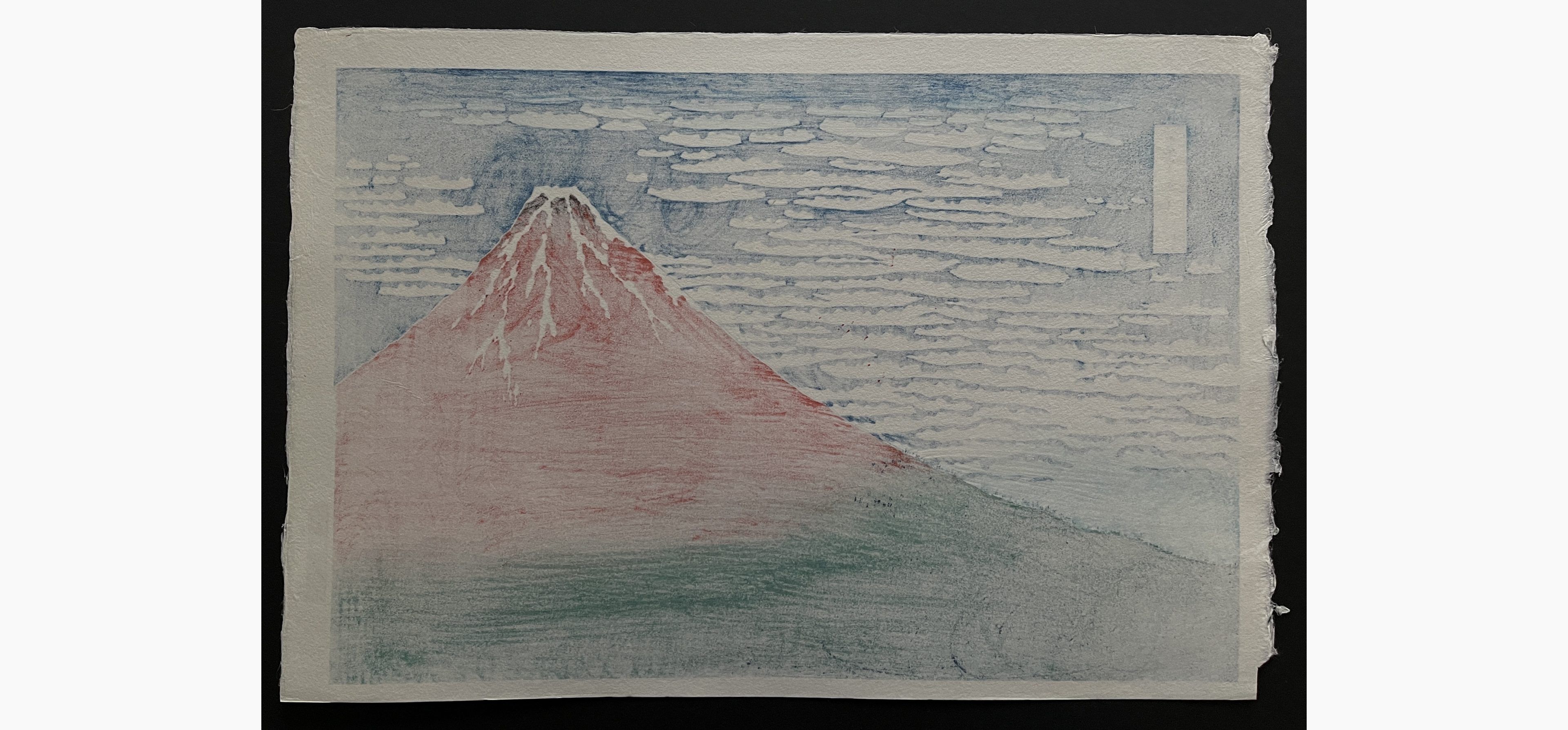 Japanese print - Katsushika Hokusai - Fine Wind, Clear Morning - Red Fuji