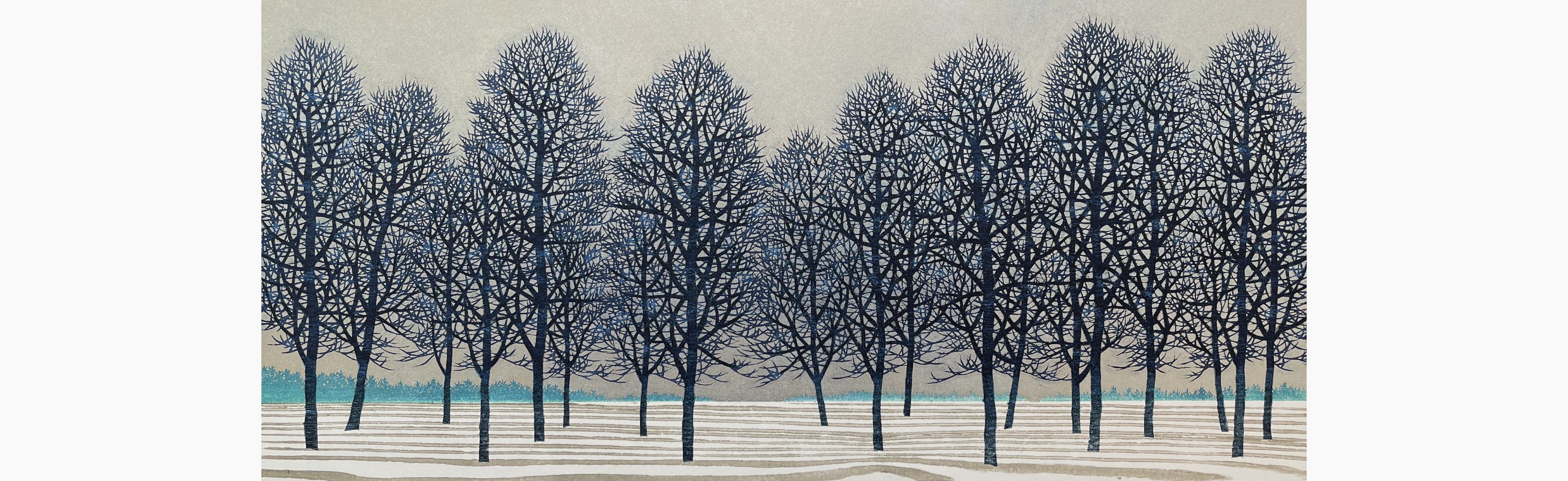 Original woodblock print - Hajime Namiki - Tree scene 157