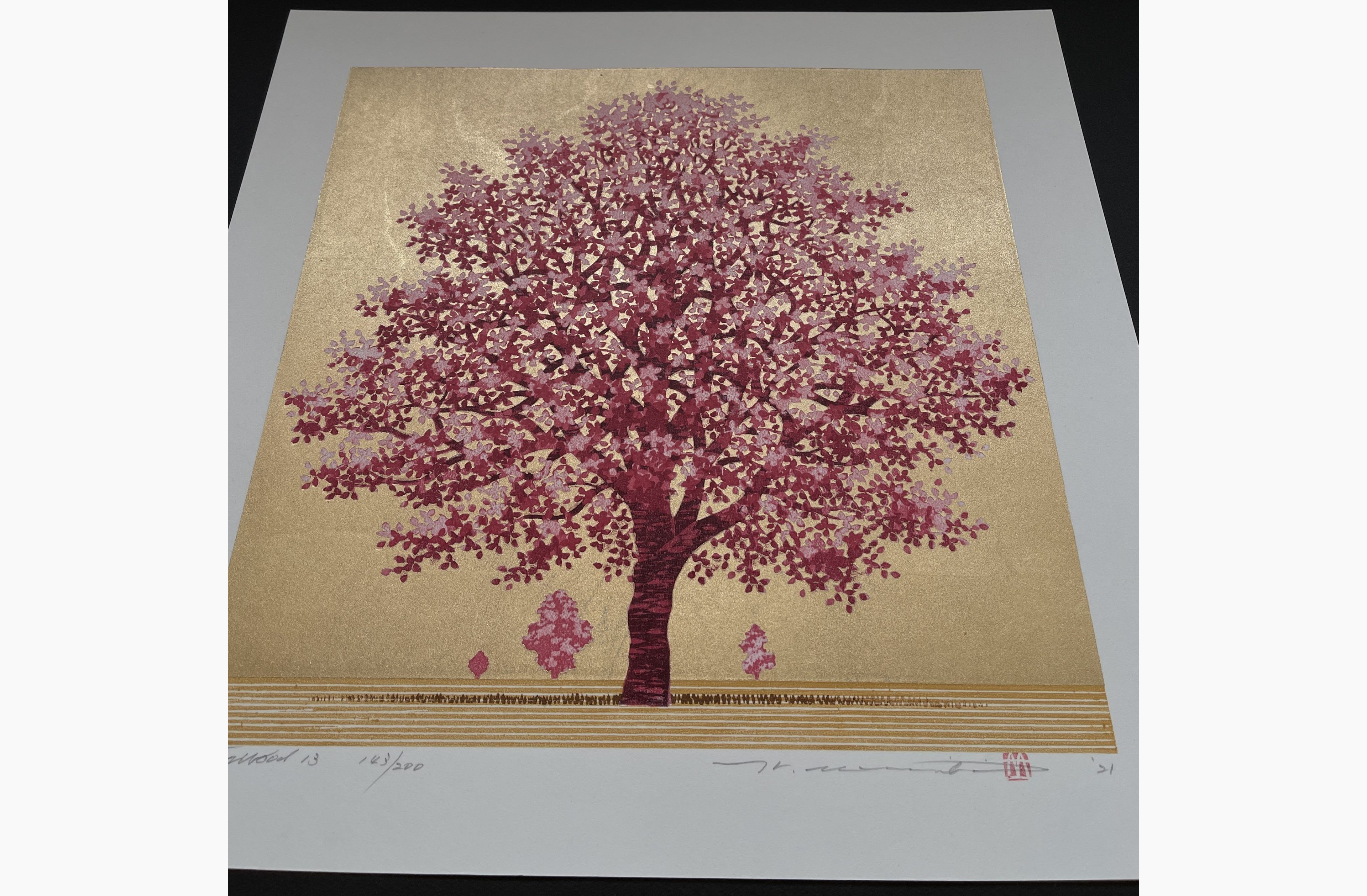 Japanese print - Hajime Namiki - Dogwood 13