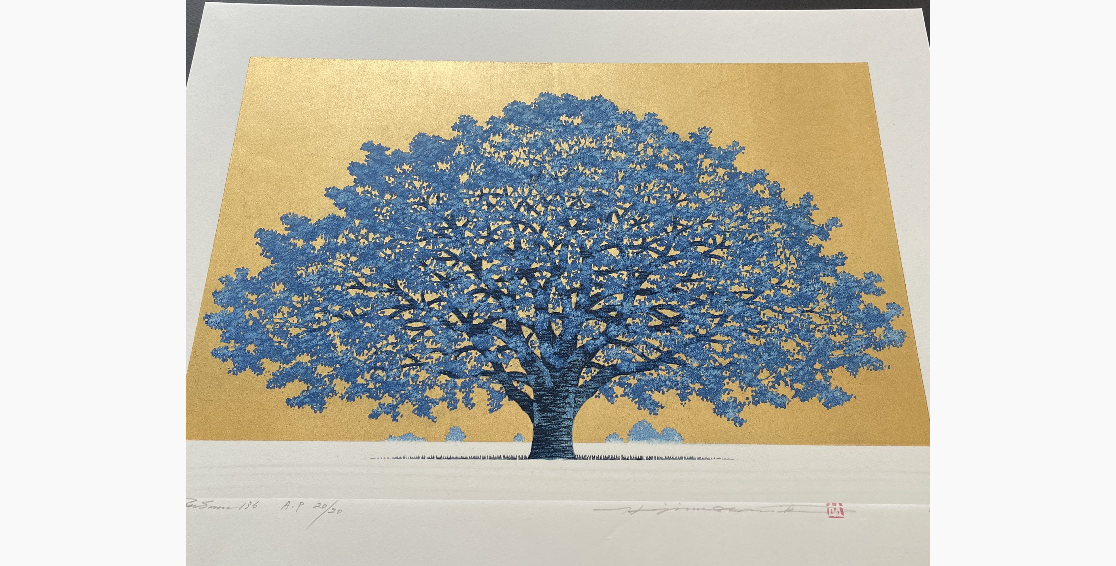 Japanese print - Hajime Namiki - Tree scene 136
