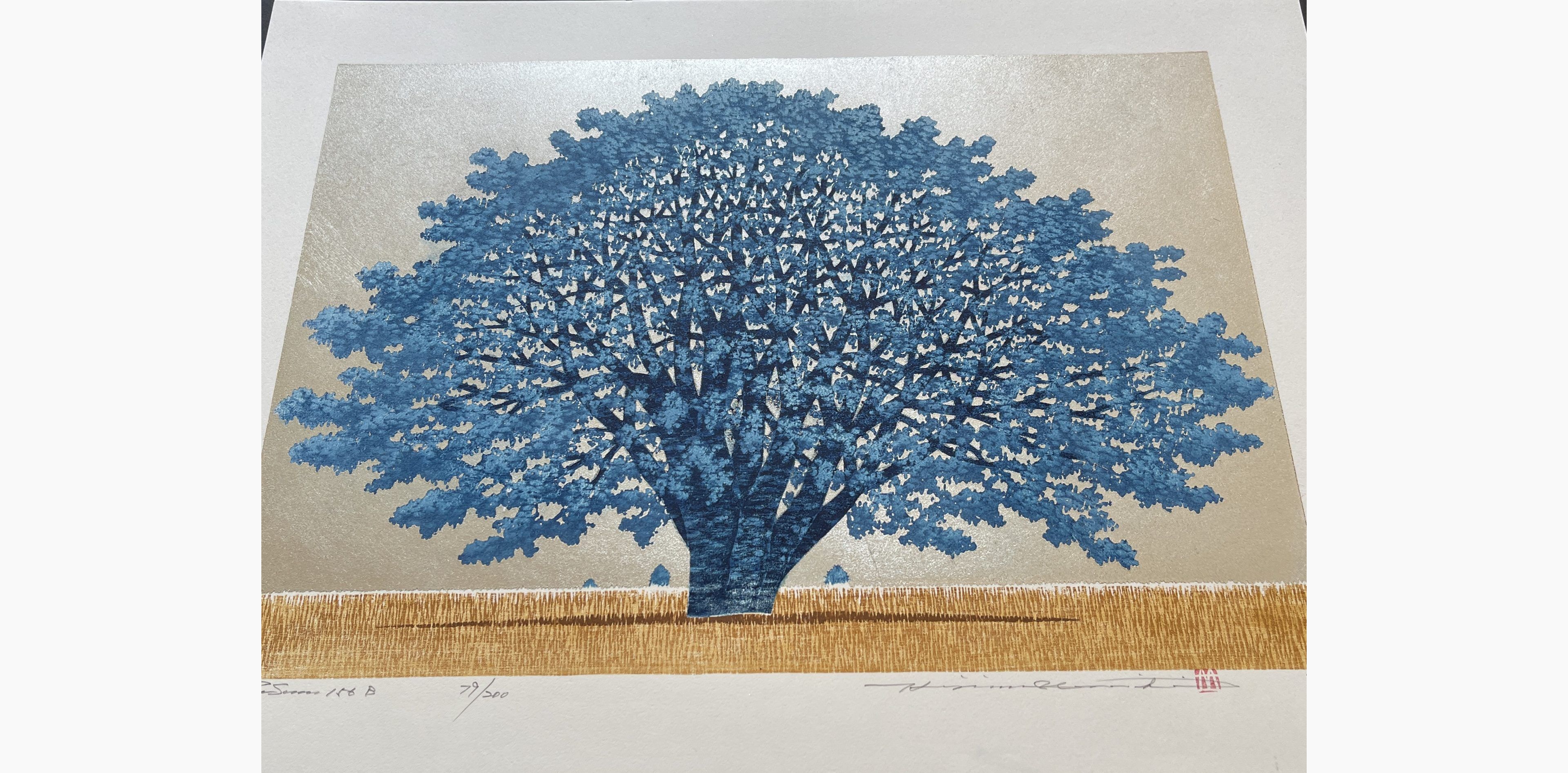 Japanese print - Hajime Namiki - Tree scene 156B