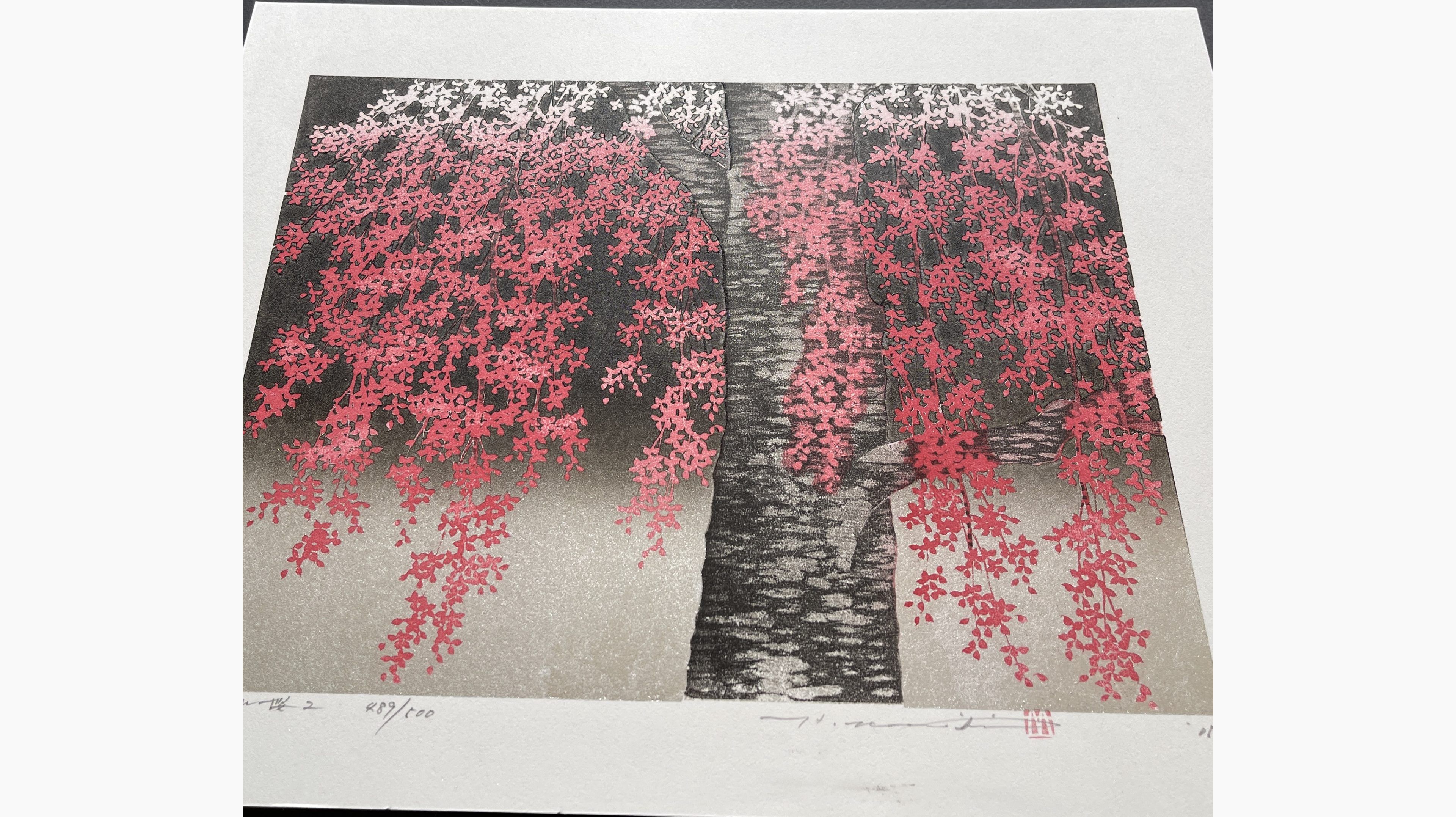 Japanese print - Hajime Namiki - Weeping Cherry 2