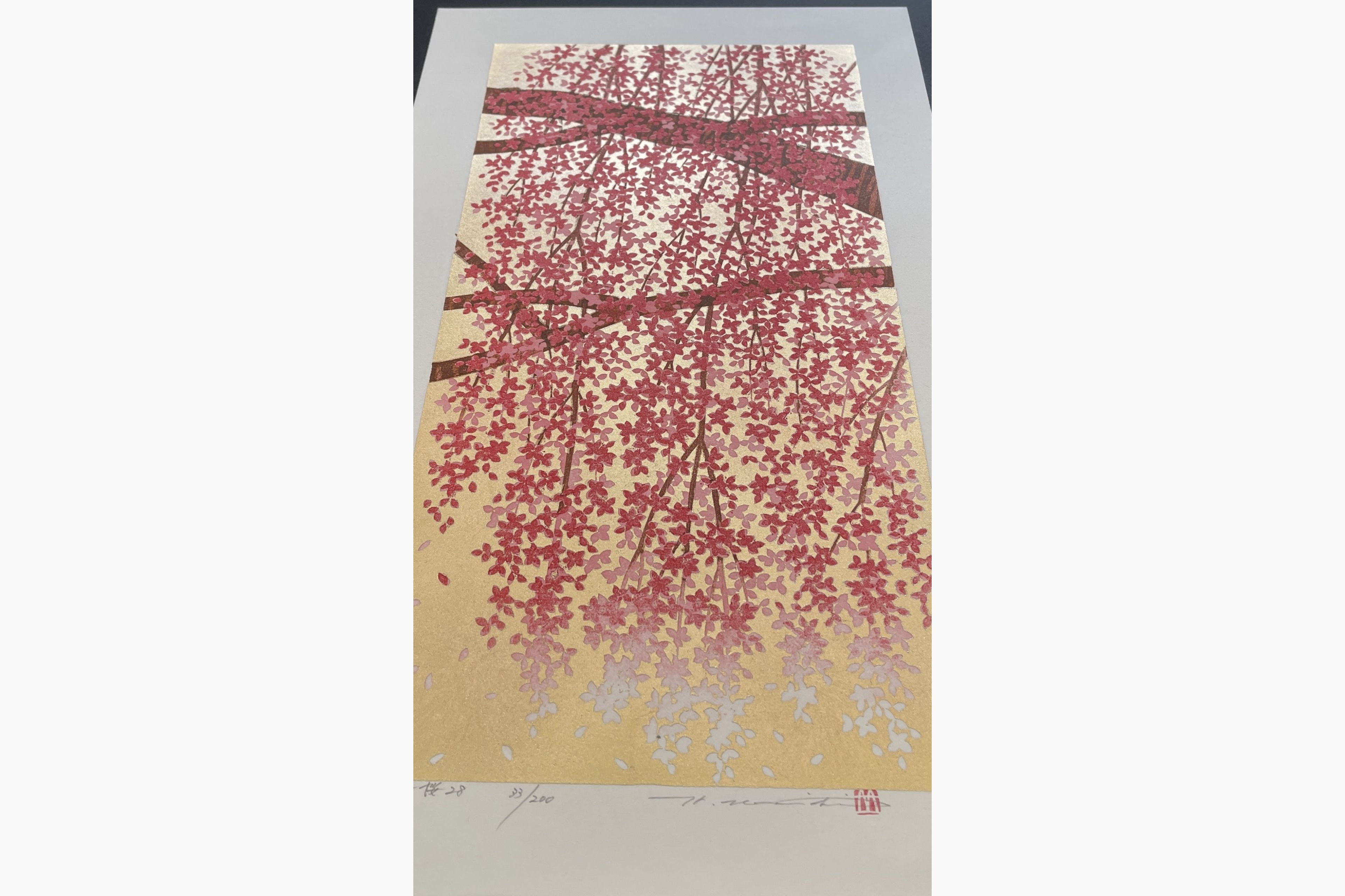 Japanese print - Hajime Namiki - Weeping Cherry 28