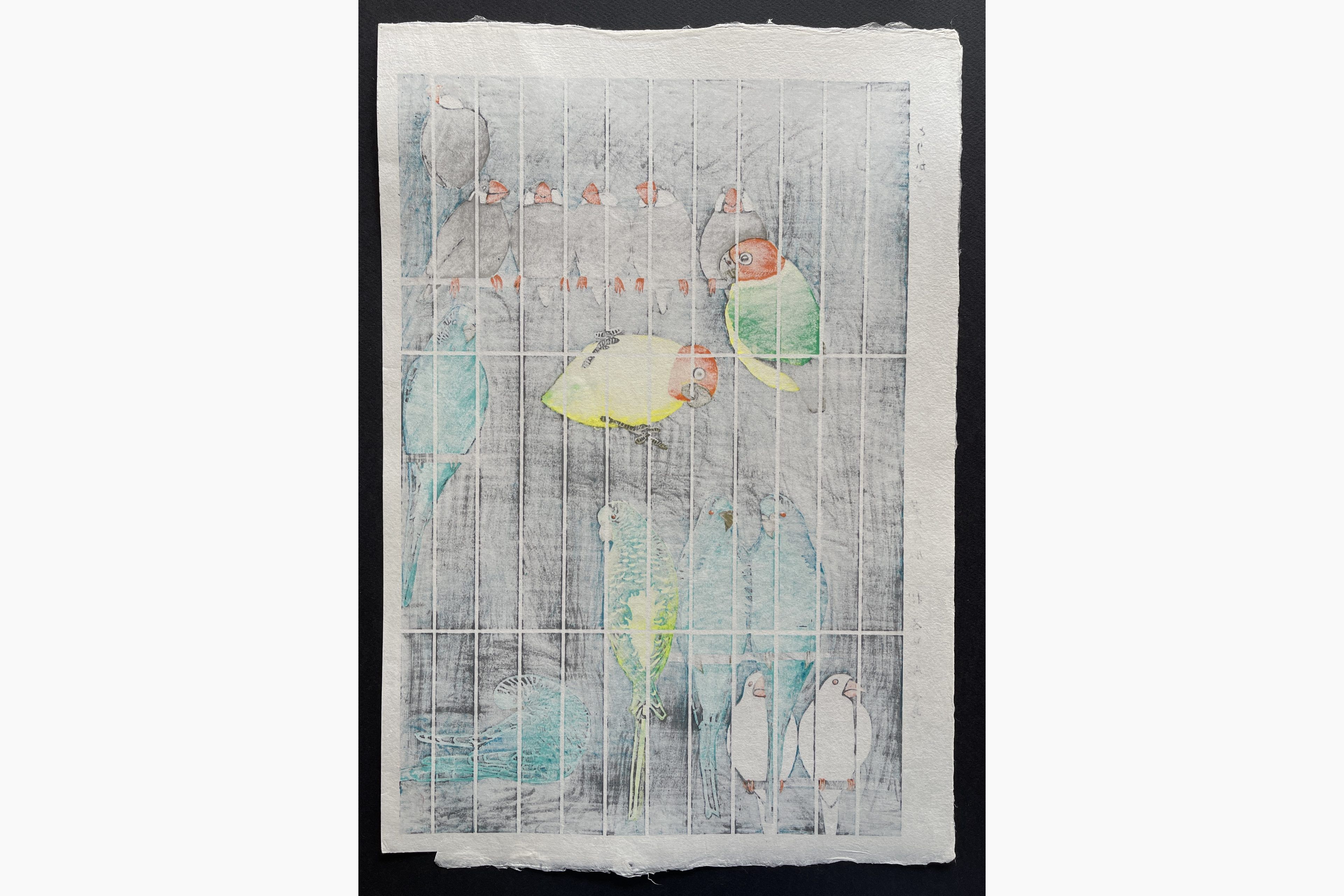 Japanese print - Kasamatsu Shiro - Bird Cage
