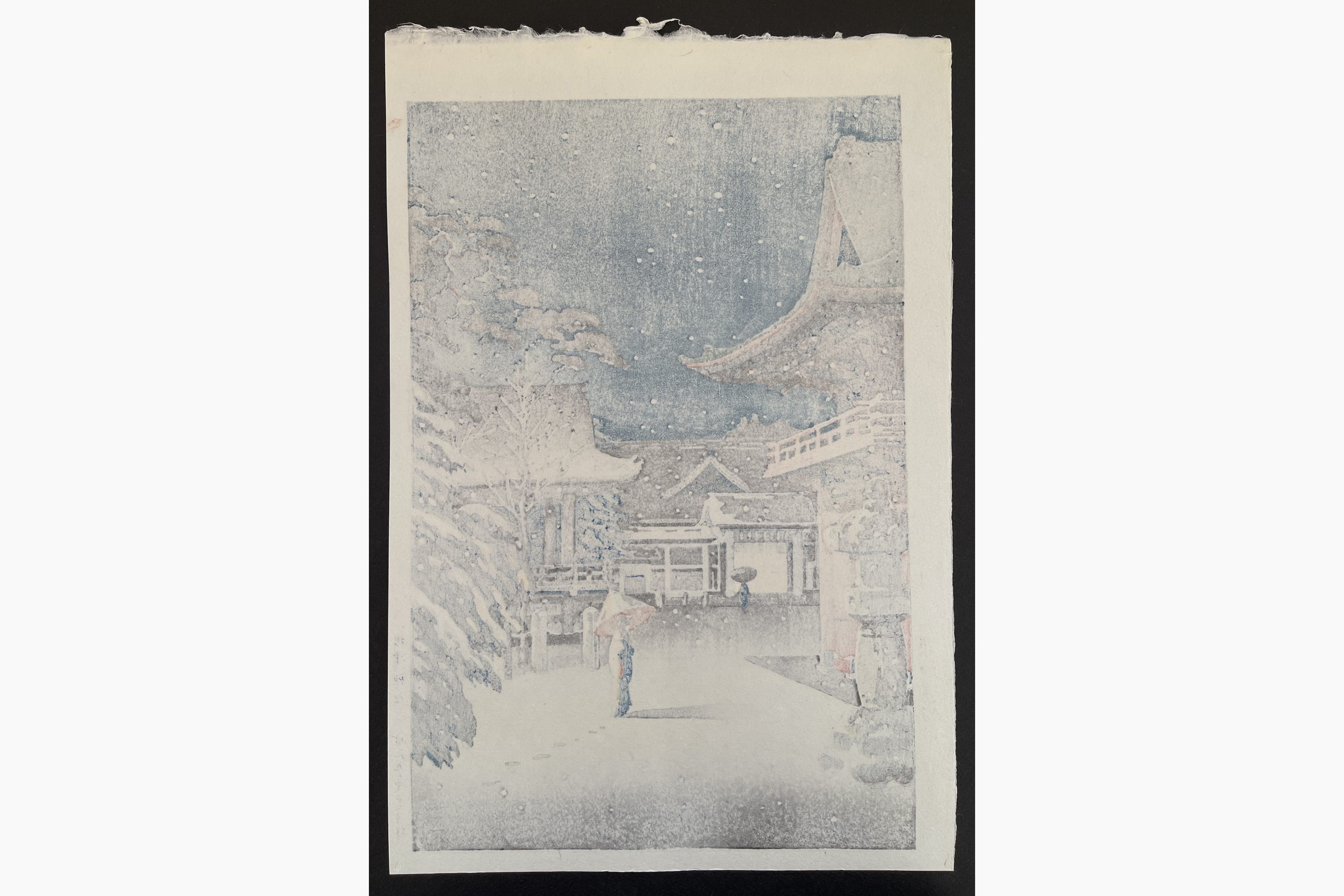 Japanese print - Tsuchiya Koitsu - Snow at Nezu Shrine