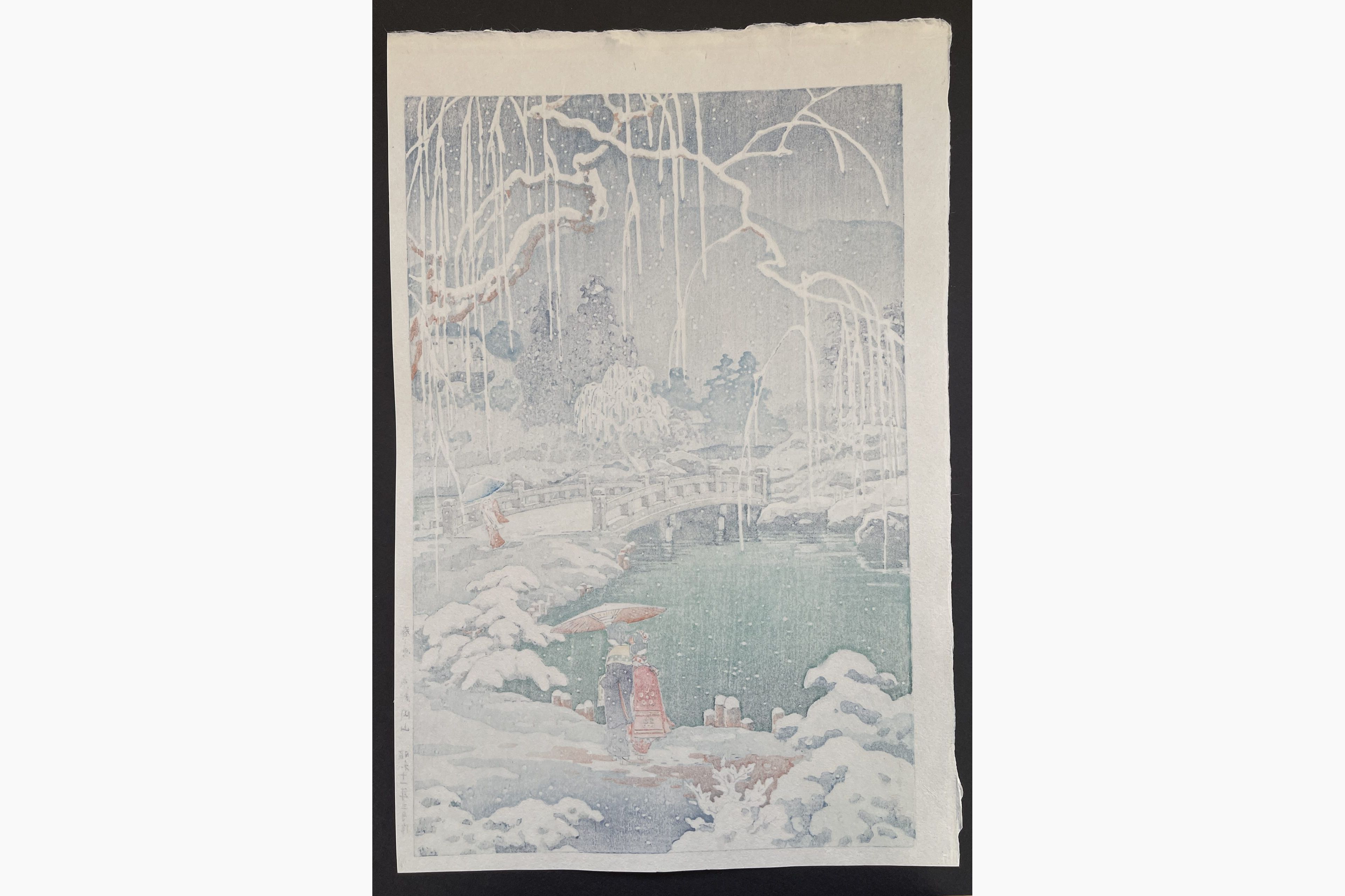 Japanese print - Tsuchiya Koitsu - Spring Snow at Maruyama in Kyoto