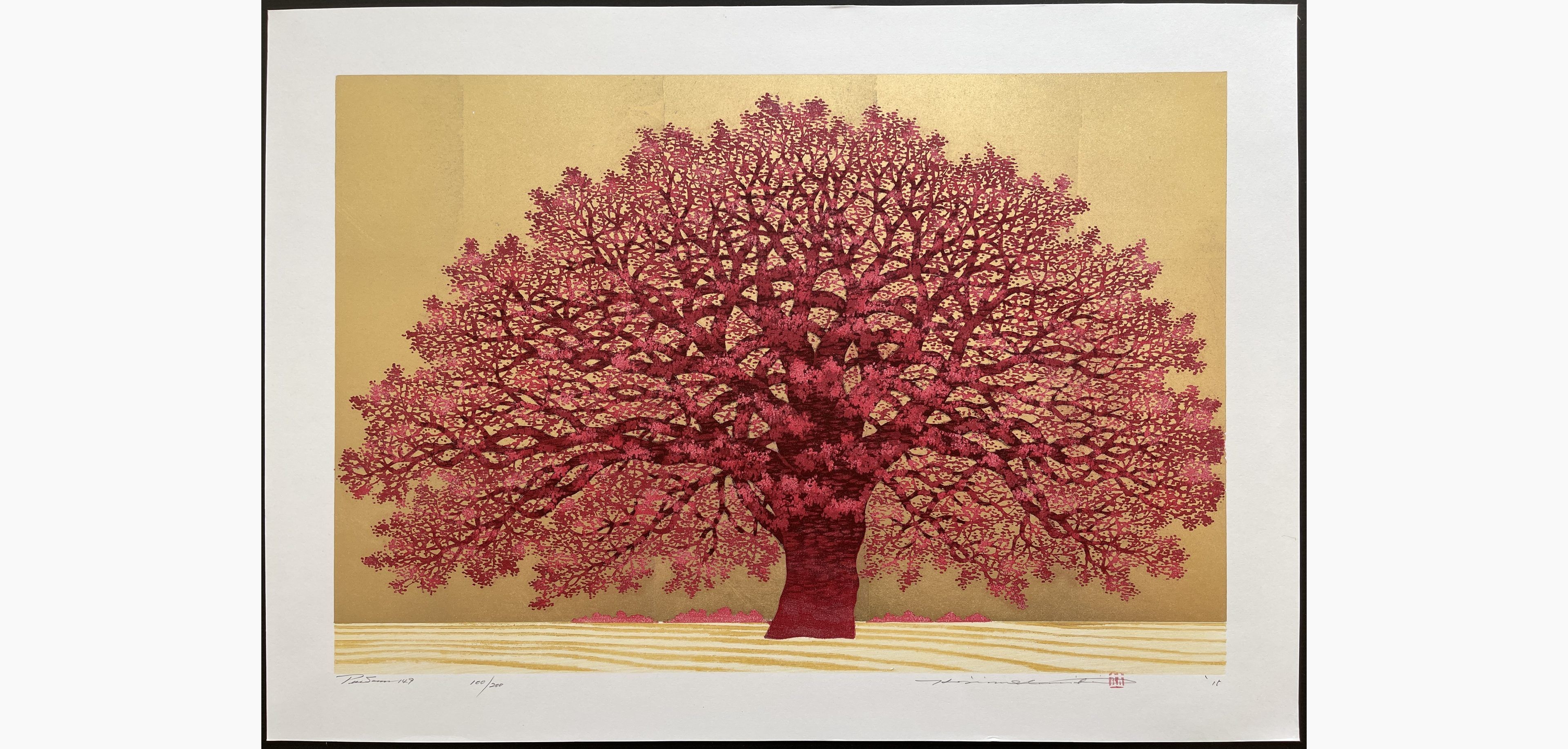 Japanese woodblock print - Hajime Namiki - Tree scene 149