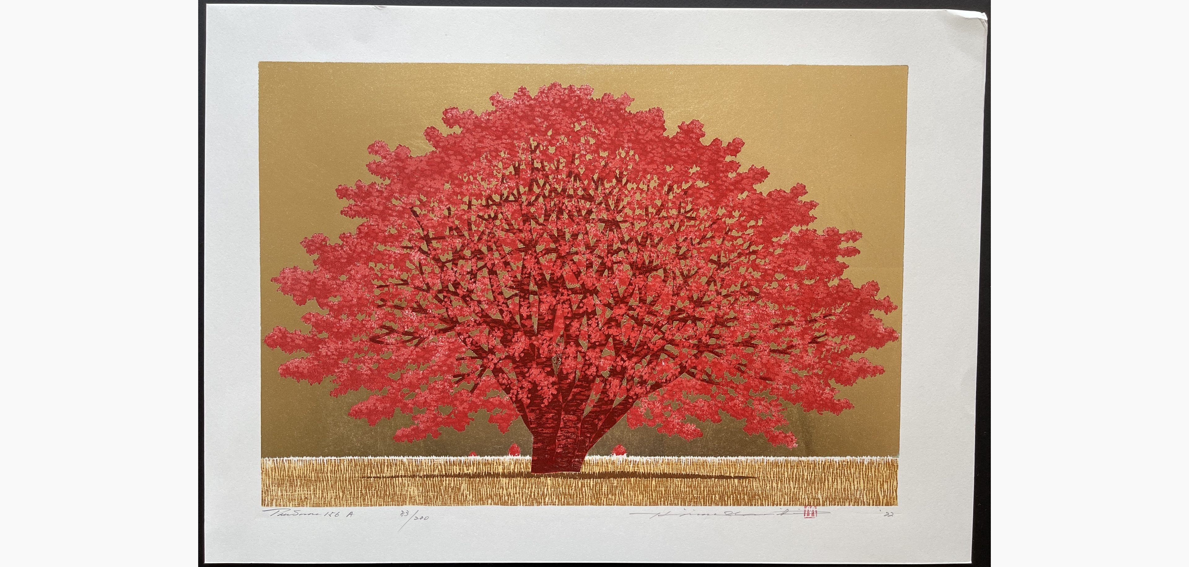 Japanese woodblock print - Hajime Namiki - Tree scene 156A