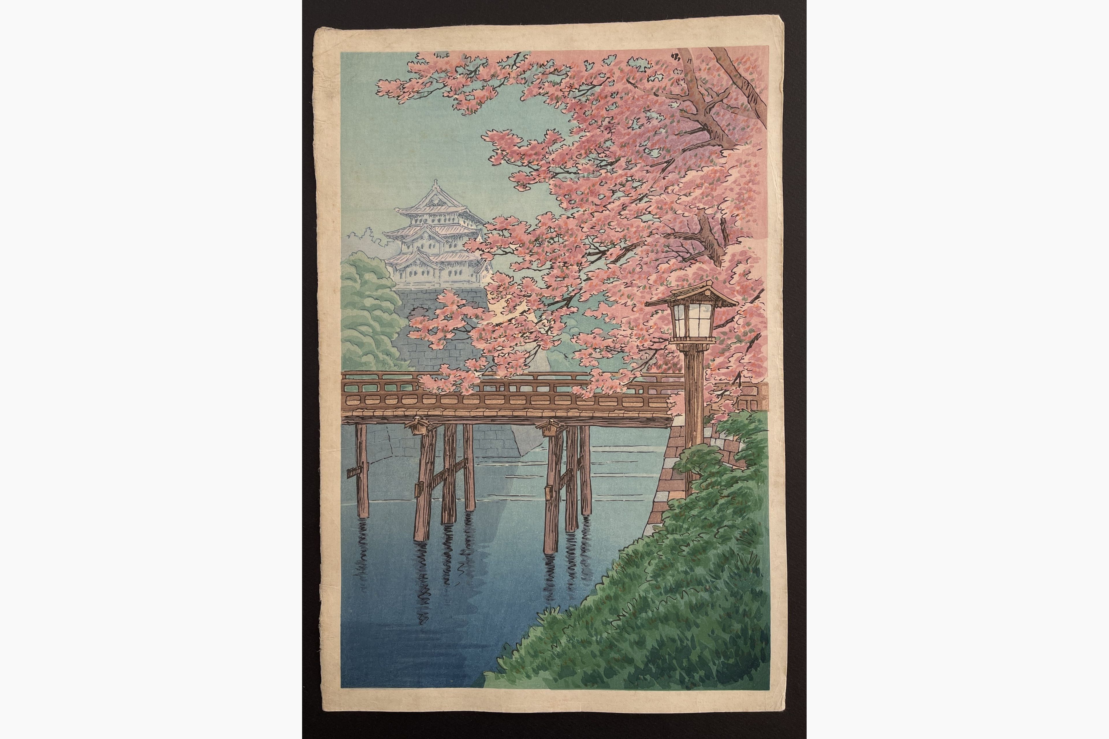 Japanese woodblock print - Ito Yuhan - Cherry Blossoms and Castle