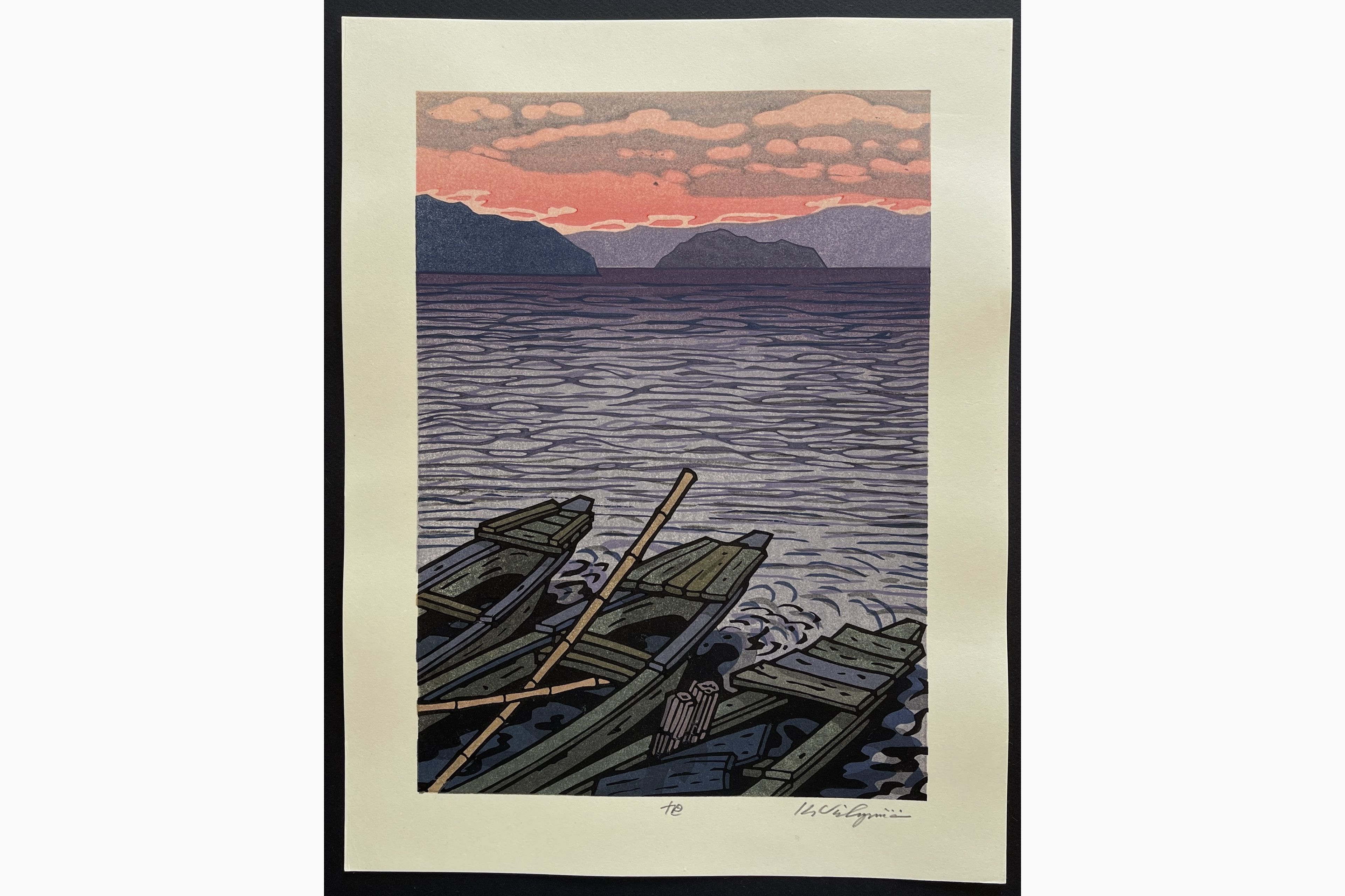 Japanese woodblock print - Nishijima Katsuyuki - Rising Sun