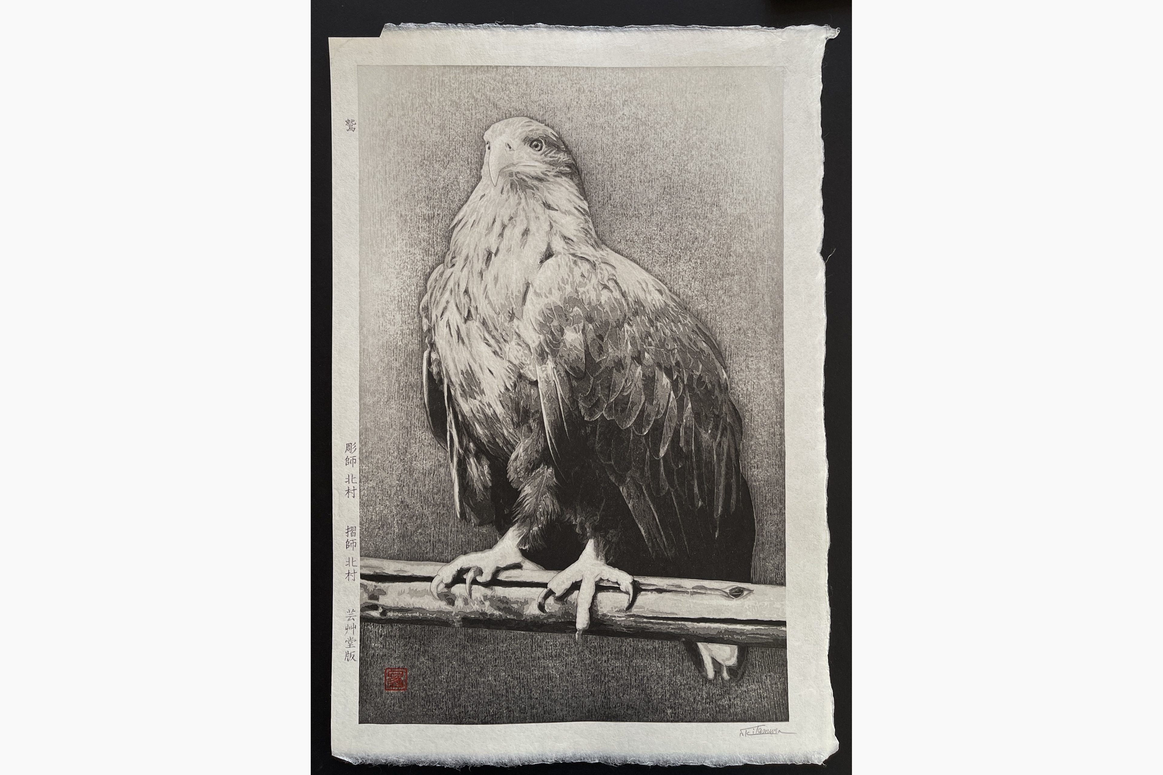 Japanese woodblock print - Shoichi Kitamura - Eagle