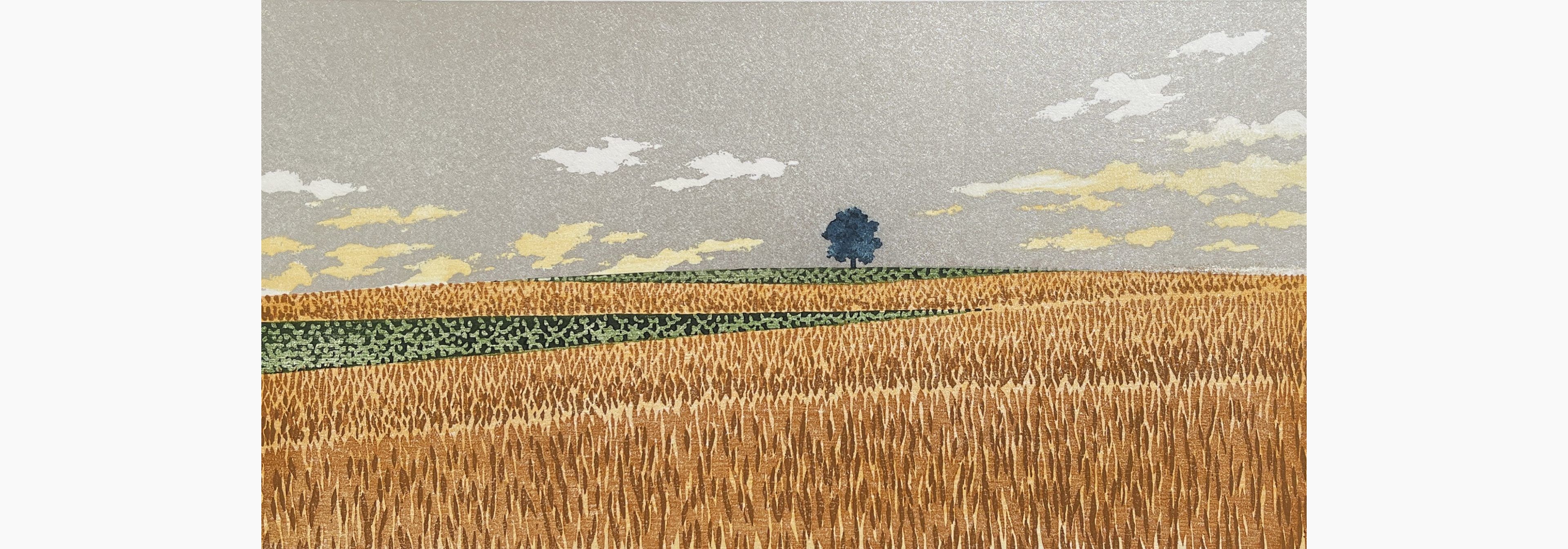 Original woodblock print - Hajime Namiki - Hill-1 Wheat