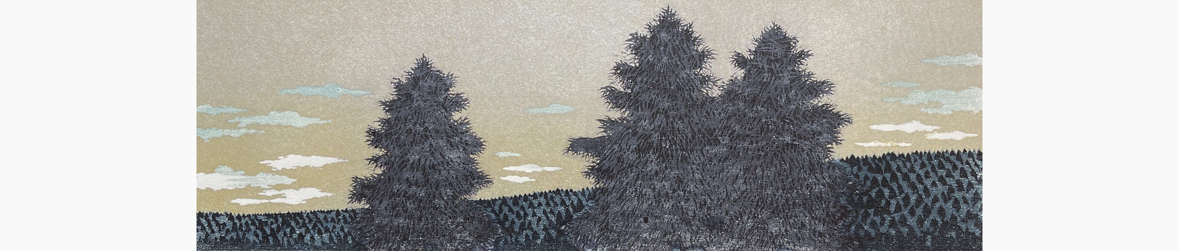 Original woodblock print - Hajime Namiki - Tree scene 133