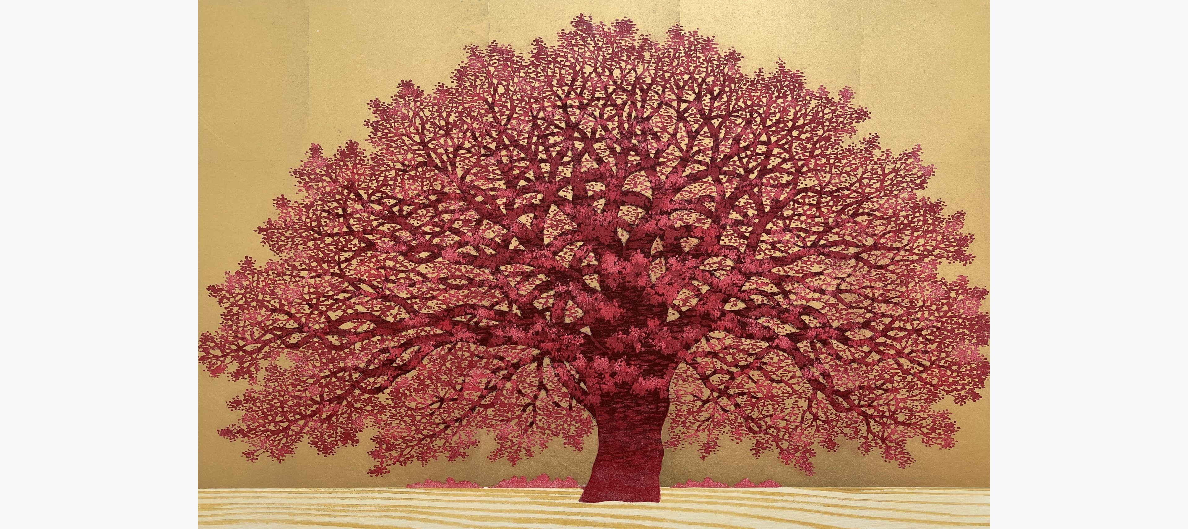 Original woodblock print - Hajime Namiki - Tree scene 149