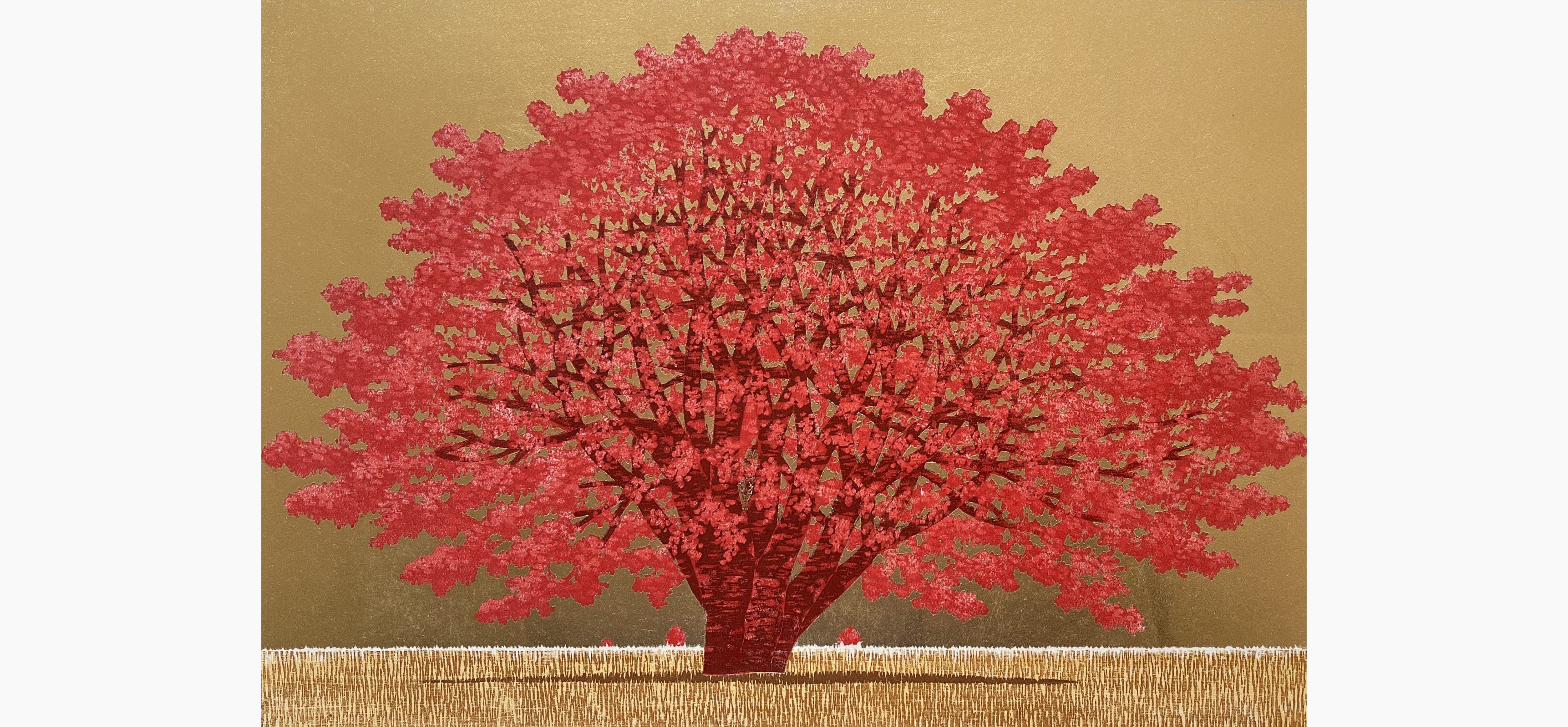 Original woodblock print - Hajime Namiki - Tree scene 156A