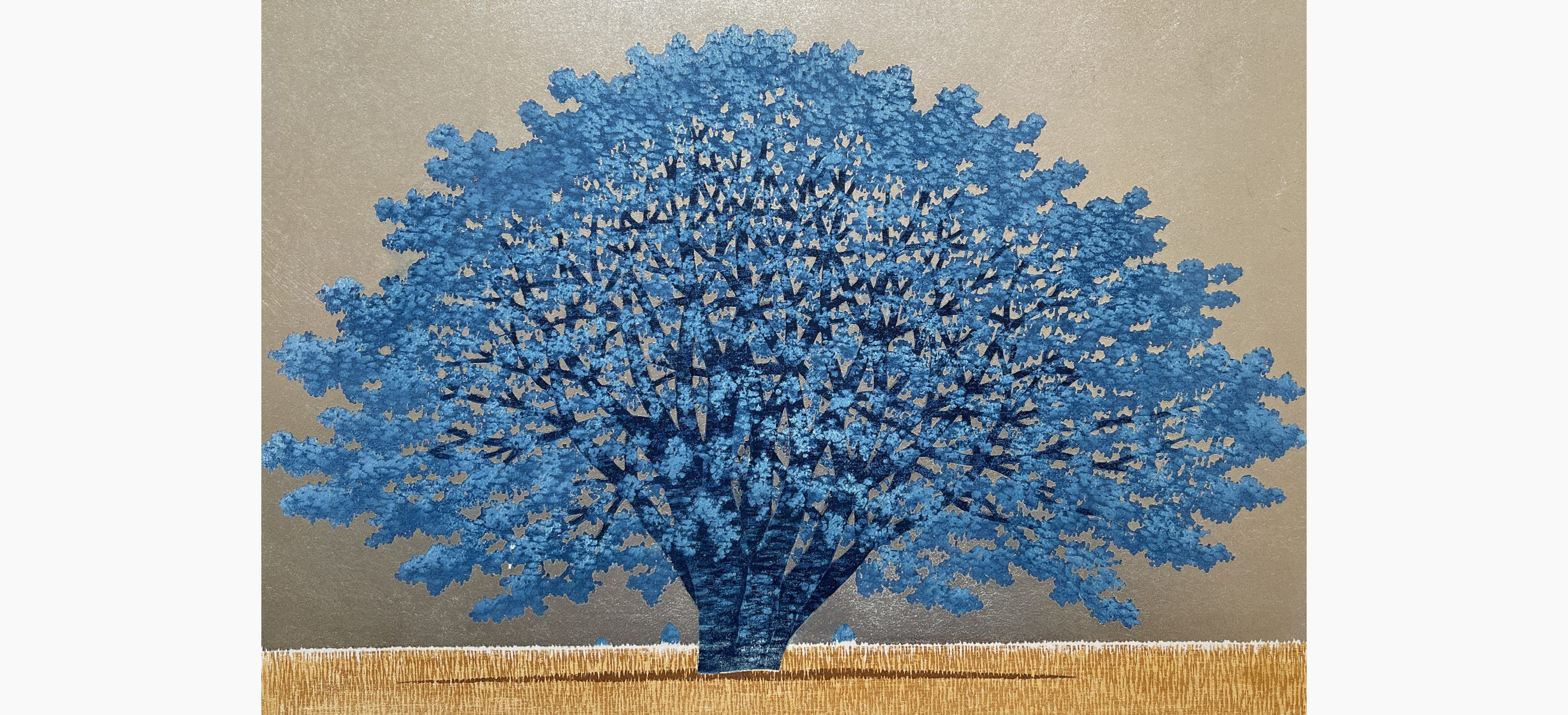 Original woodblock print - Hajime Namiki - Tree scene 156B