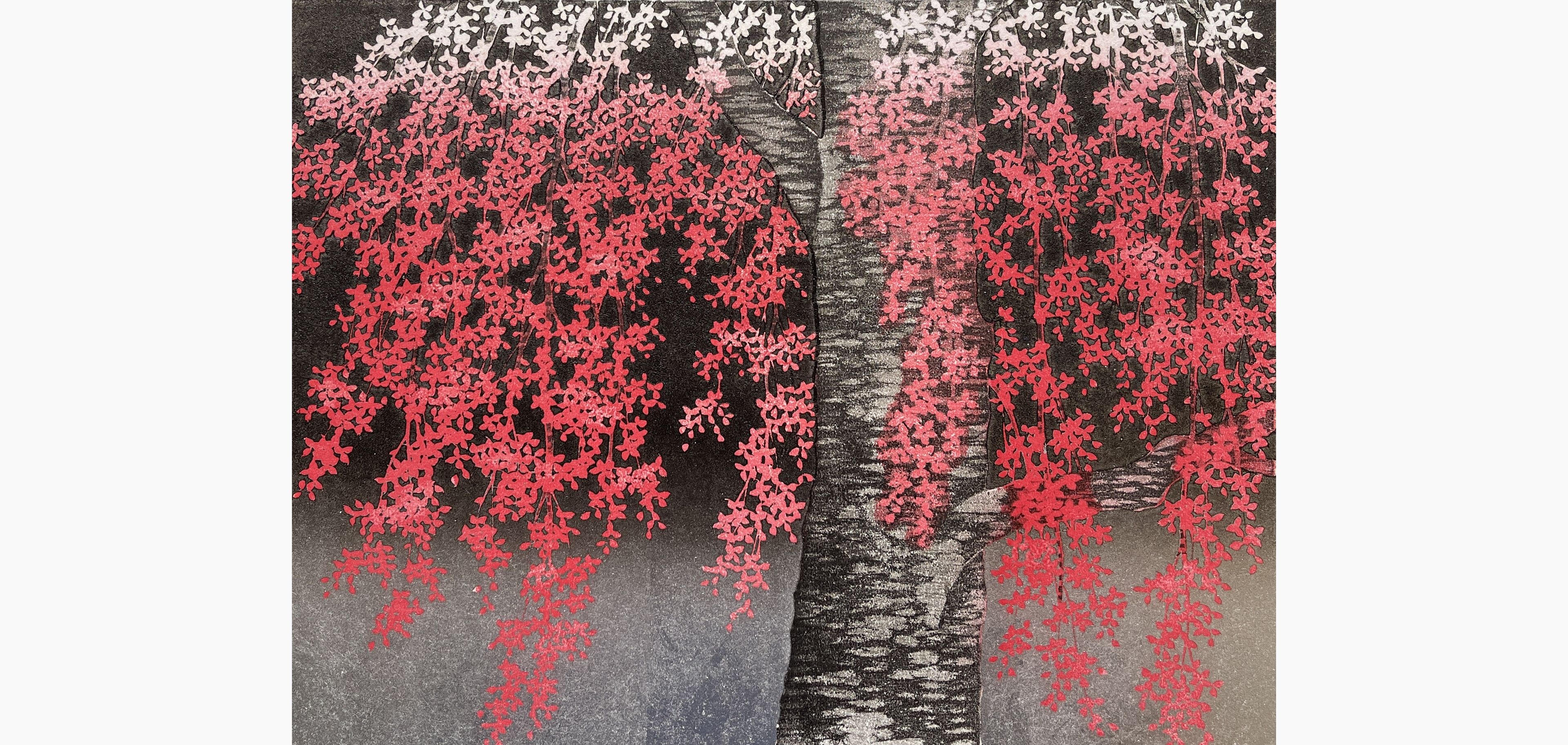 Original woodblock print - Hajime Namiki - Weeping Cherry 2