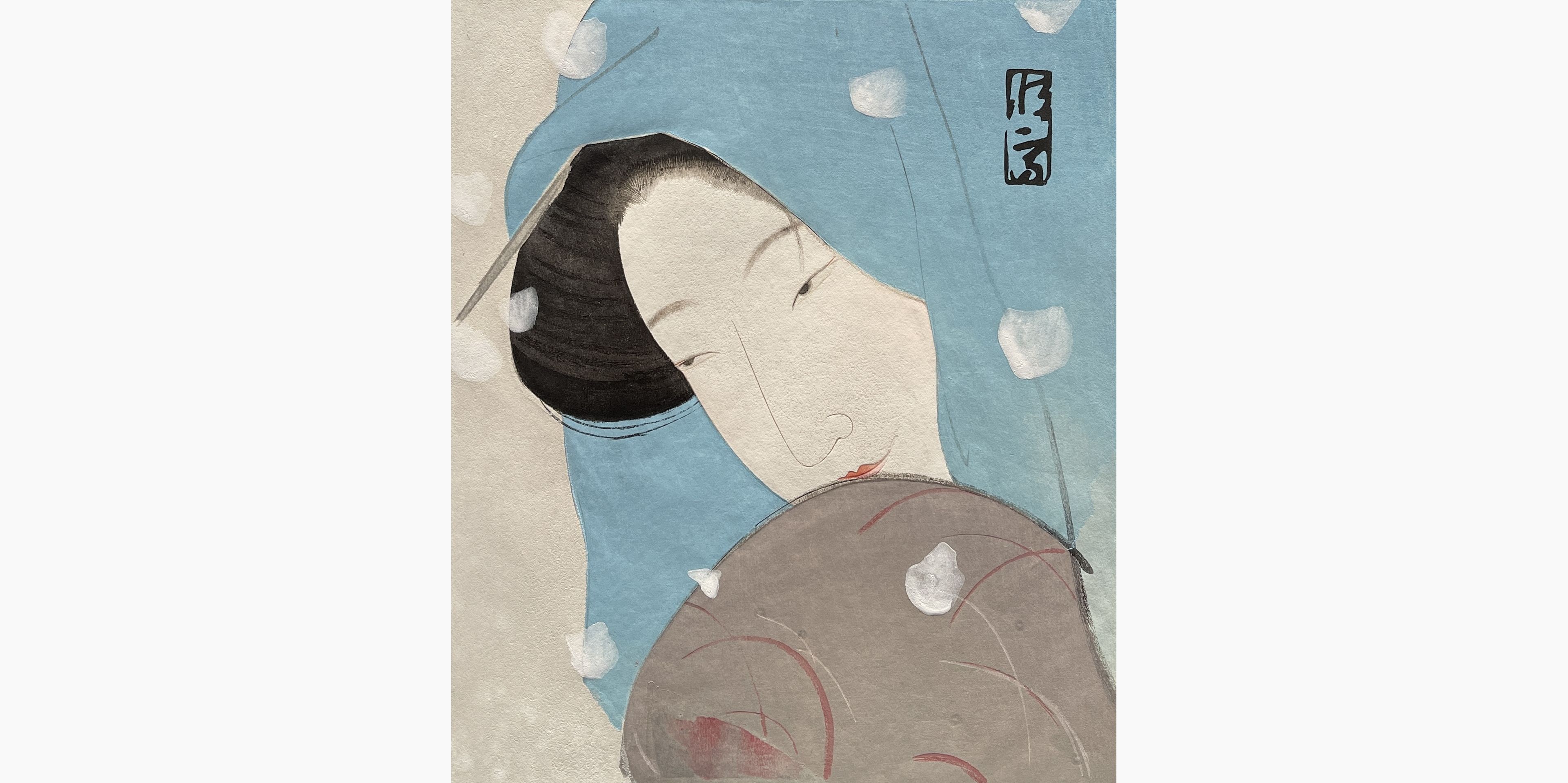 Original woodblock print - Kitano Tsunetomi - The Heroine Umekawa in Meido No Hiyaku