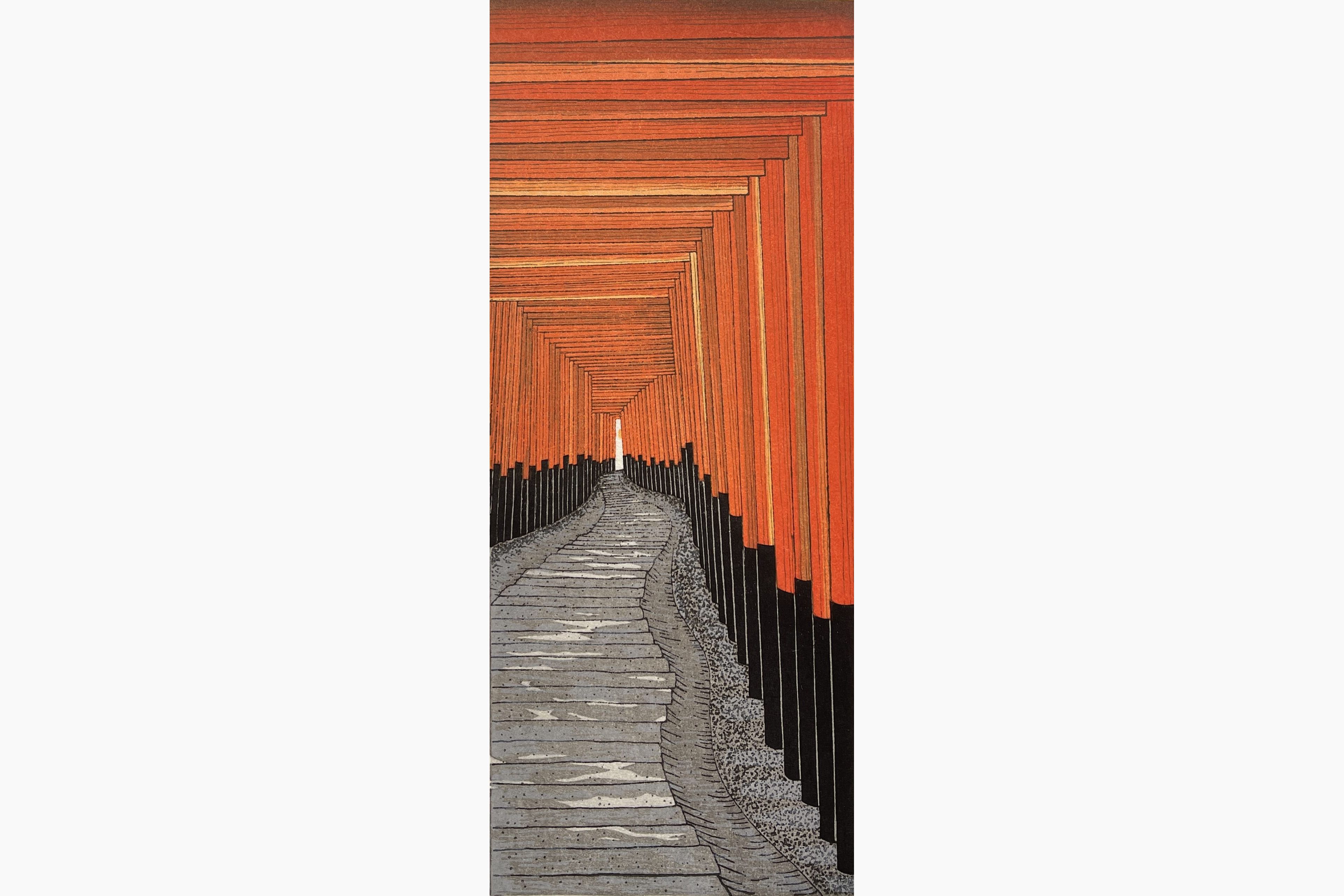Original woodblock print - Teruhide Kato - The 1000 Torii at Kyoto's Fushima Inari Shrine