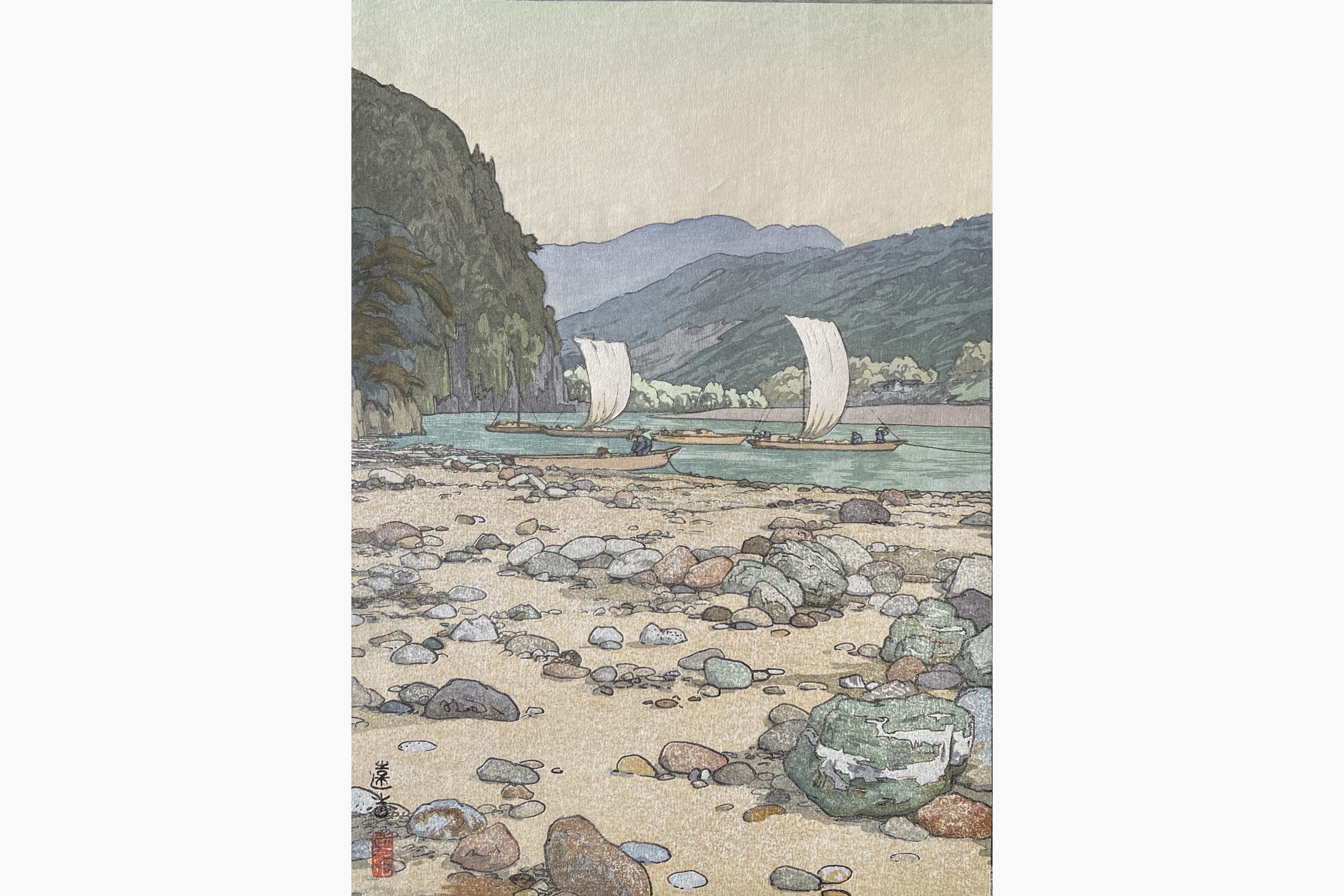 Original woodblock print - Toshi Yoshida - Tenryu River