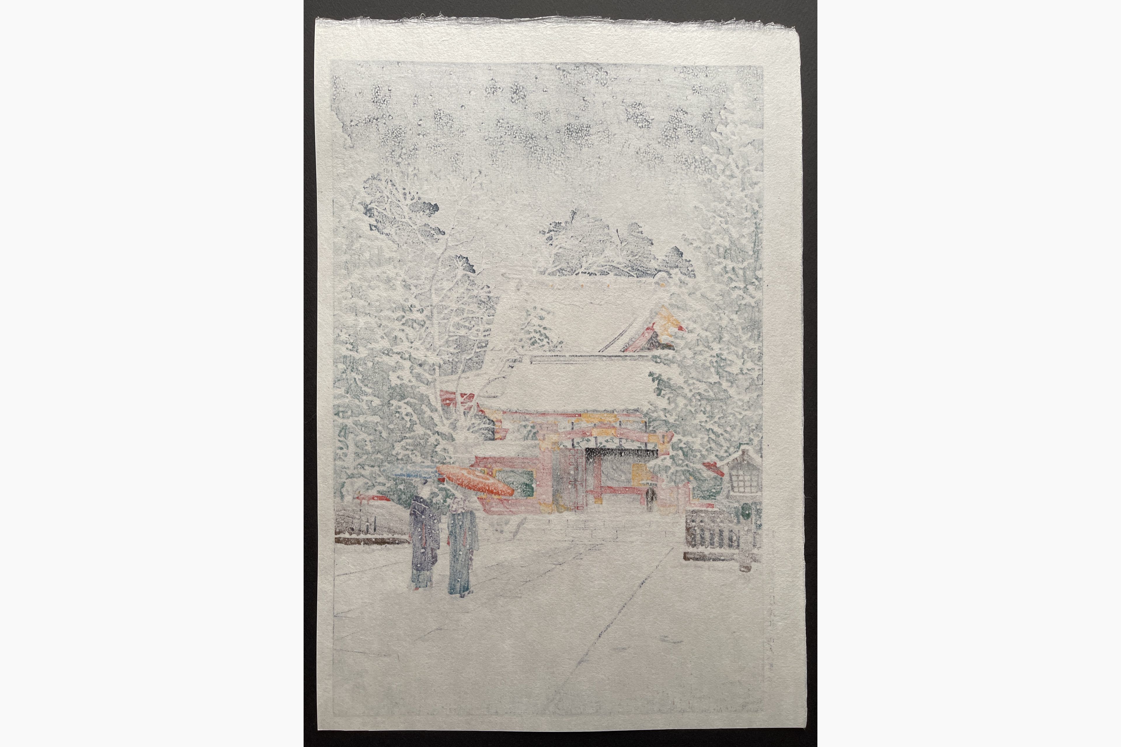 Japanese print - Kawase Hasui - Snow at Hie Shrine