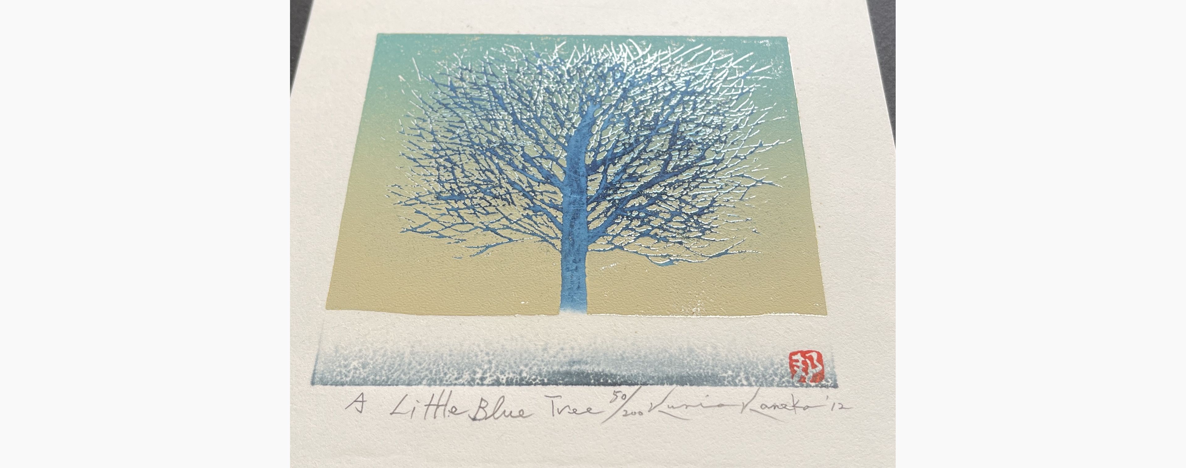 Japanese print - Kunio Kaneko - A Little Blue Tree