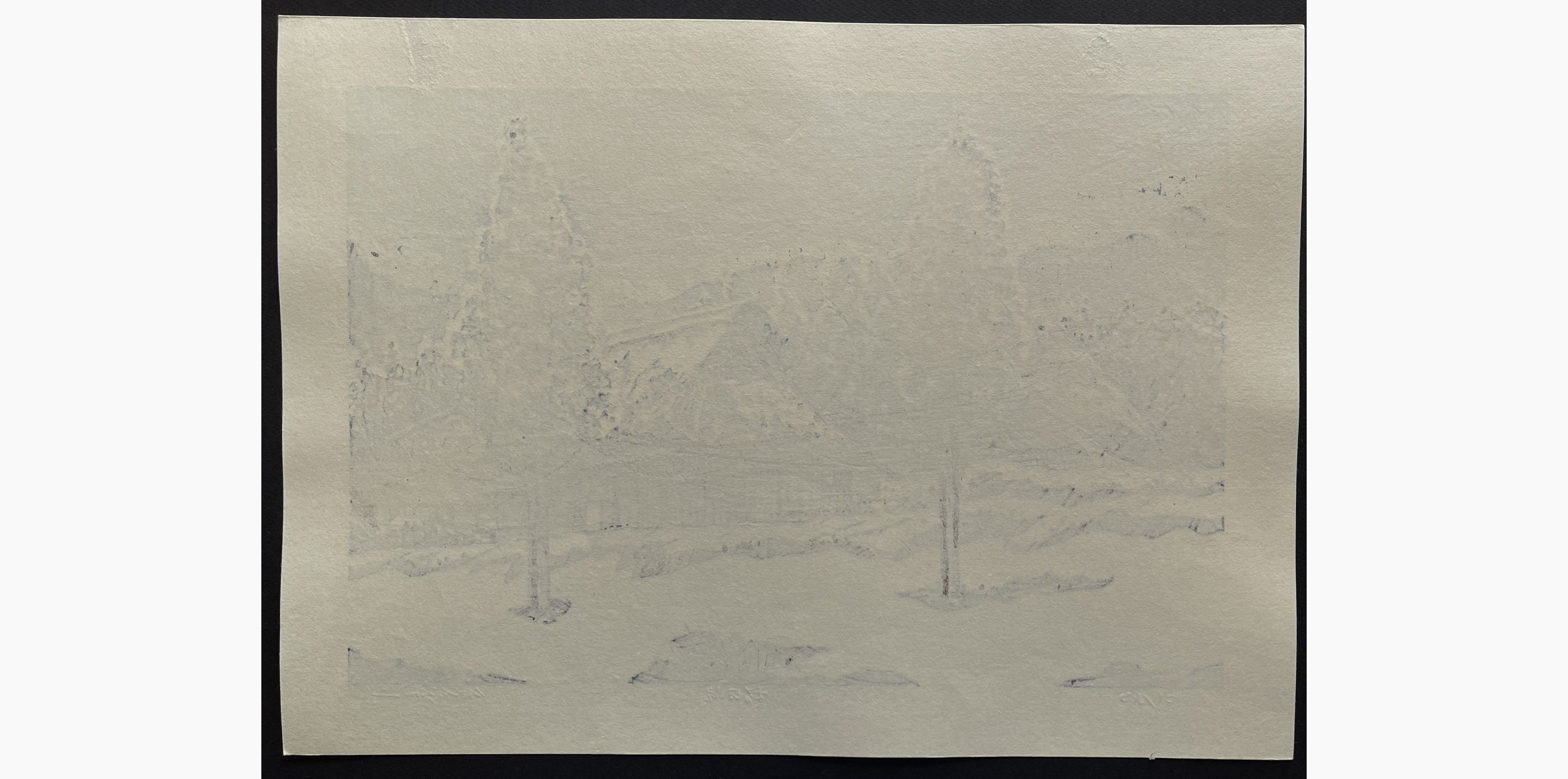 Japanese print - Nishijima Katsuyuki - Camellia Mountain Pass