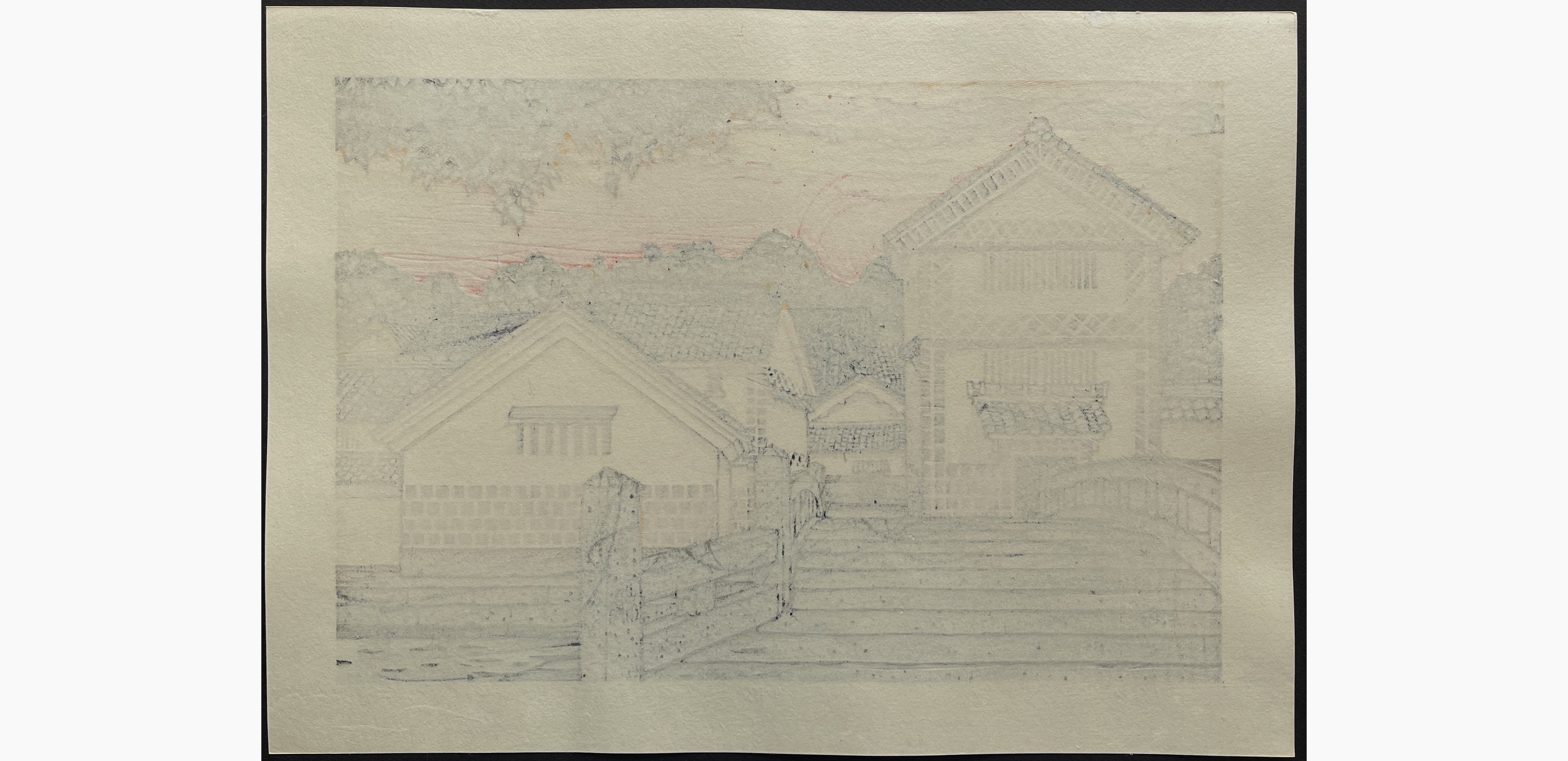 Japanese print - Nishijima Katsuyuki - Nakabashi Bridge