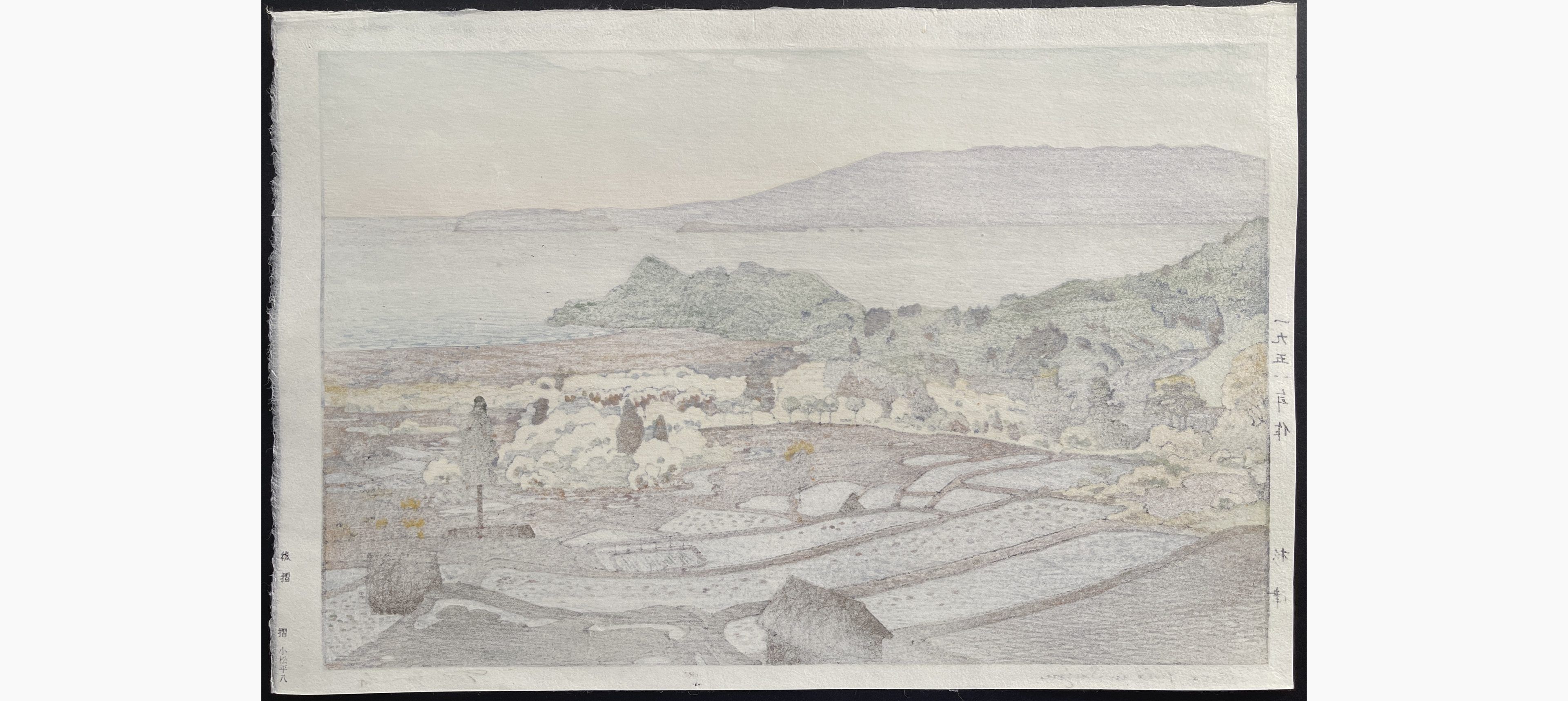 Japanese print - Toshi Yoshida - Rice Field in Suizu