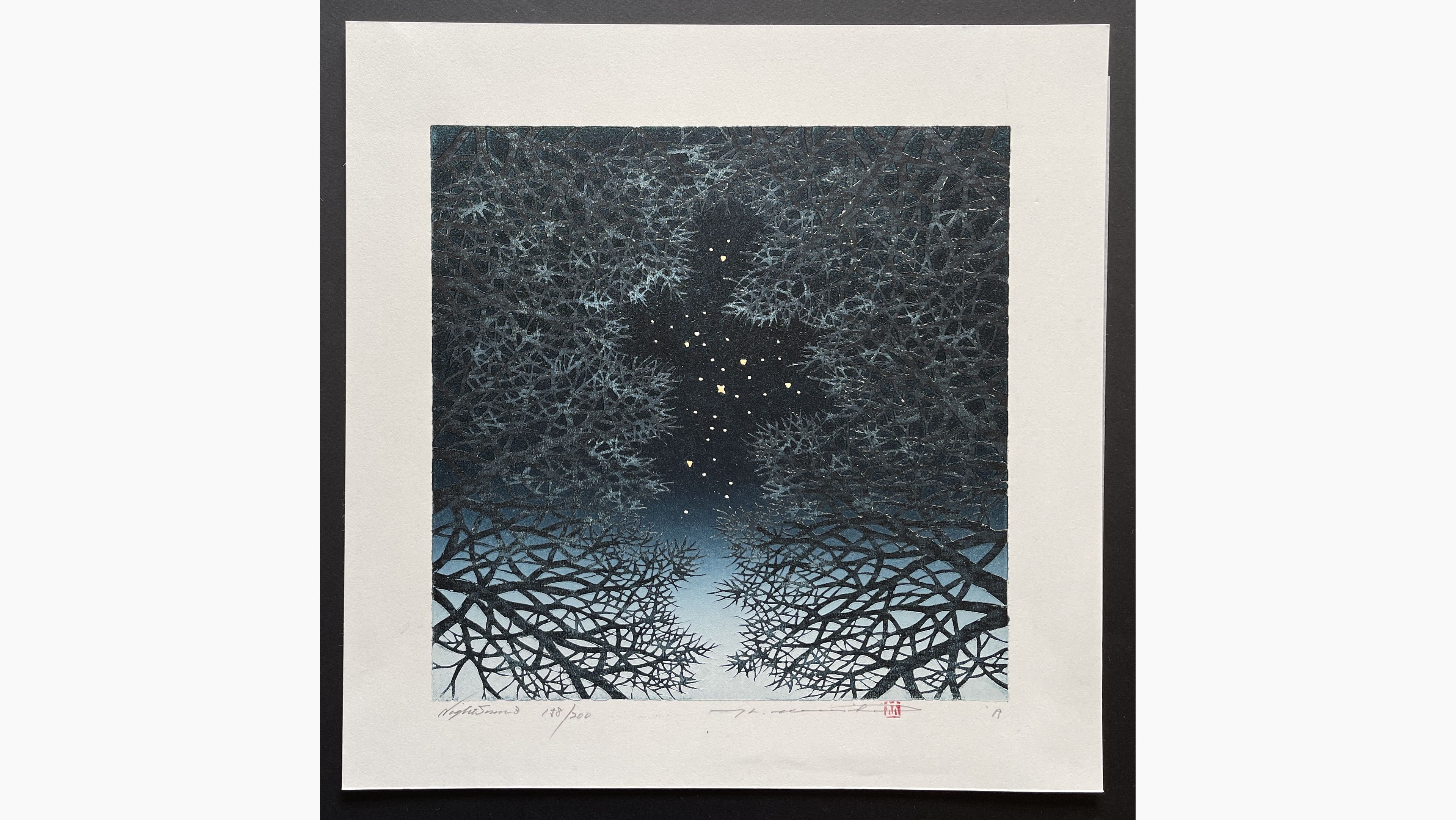 Japanese woodblock print - Hajime Namiki - Night scene 3
